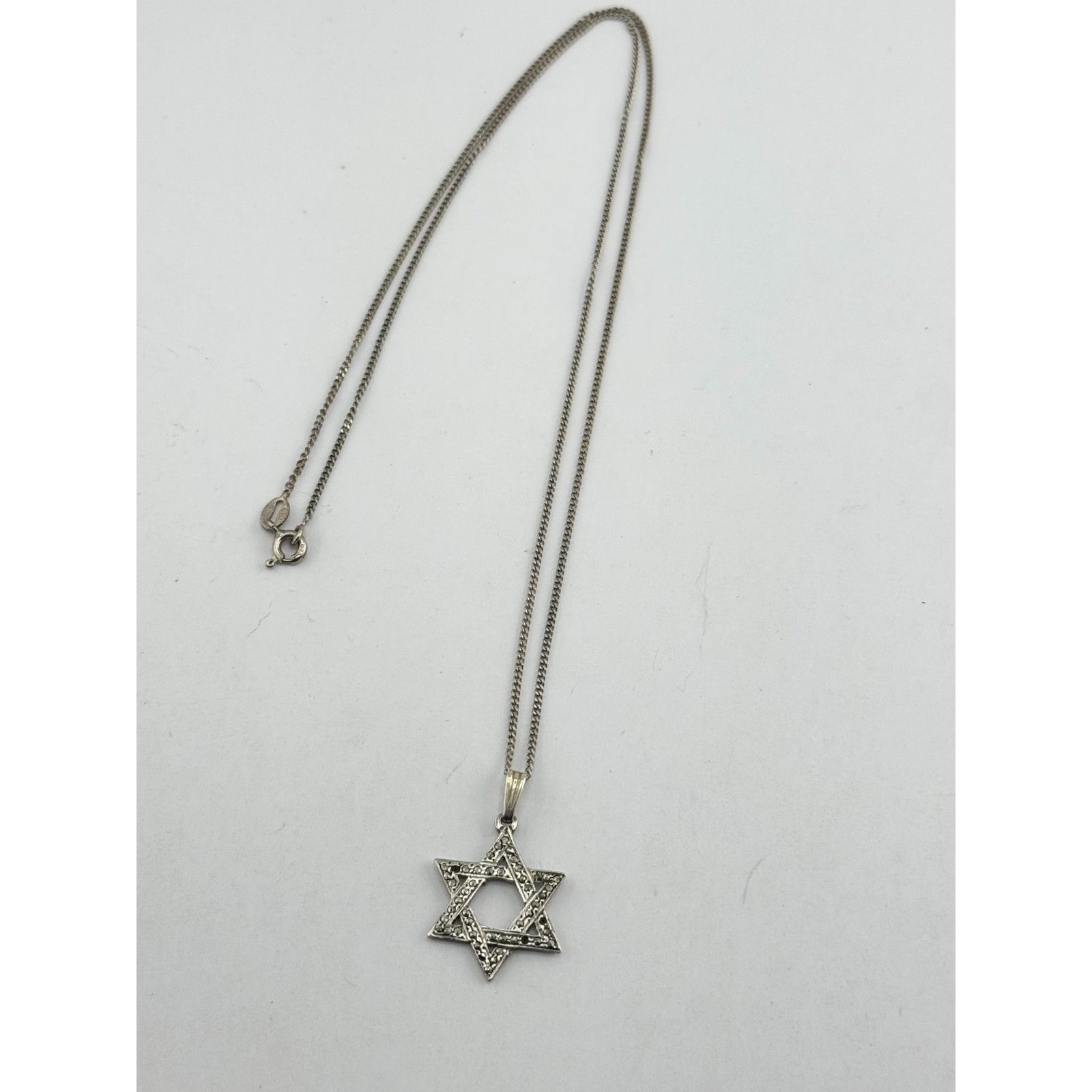 Vintage Vintage Sterling Silver 925 Marcasite Stone Jewish Star Char Size ONE SIZE - 2 Thumbnail