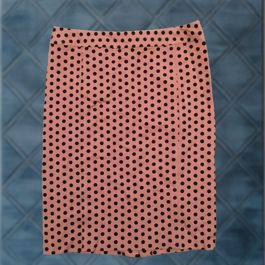 Loft LOFT Skirt Pencil Unlined 6 Pink Black Polka Dot Cotton Blend Knee Length Women Regular Straight & Style Gender: Womens End: Womens Size 28" / US 6 / IT 42 - 1 Thumbnail