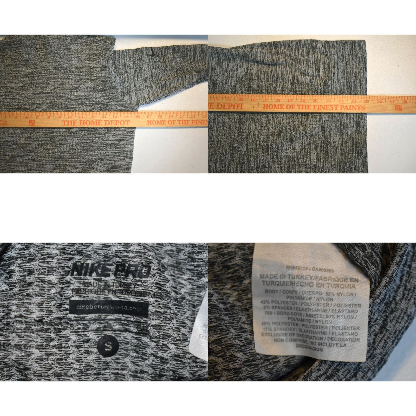 Nike Nike Pro Hooded Long Sleeve Shirt Womens Small Black Gray Thumb Holes Size S / US 4 / IT 40 - 8 Thumbnail