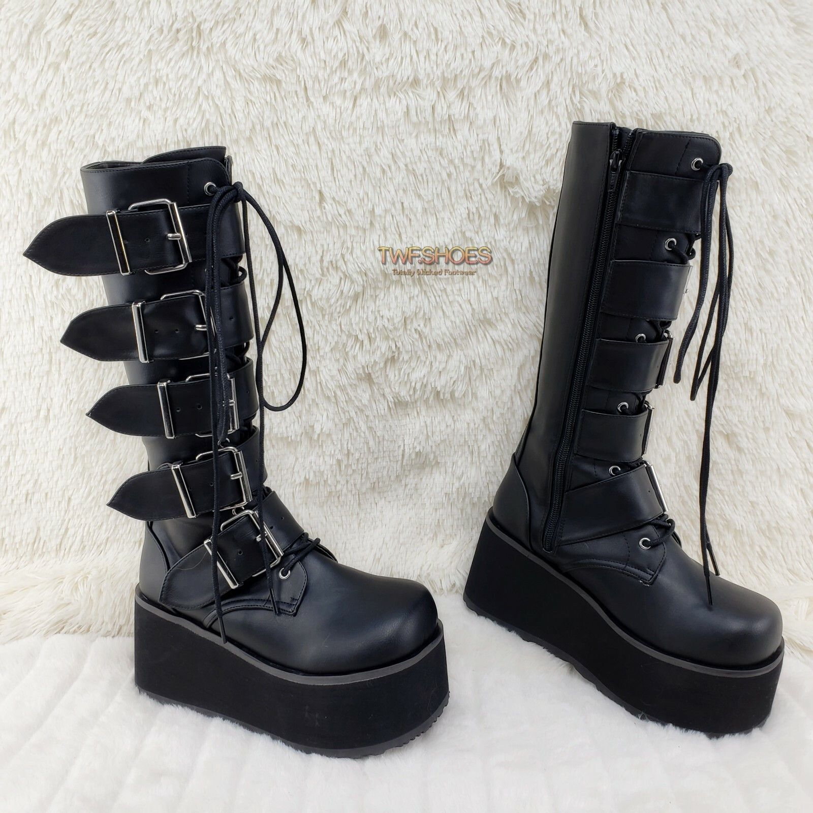 Demonia Cult DEMONIA Trashville 518 Multi Strap Goth Punk Rock 3.25" Plat Size US 8 / EU 41 - 1 Thumbnail