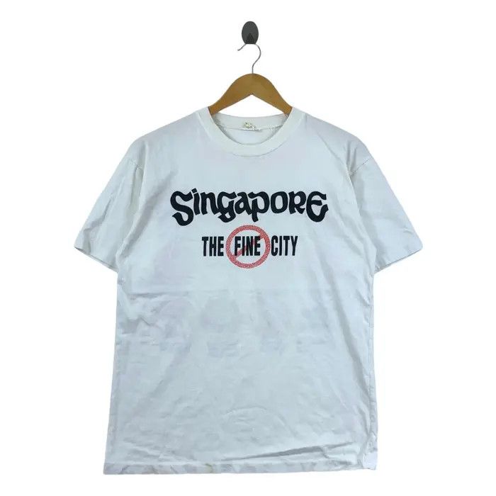 Vintage SINGAPORE THE FINE CITY No Chewing Gum Tee Shirt Size US M / EU 48-50 / 2 - 1 Thumbnail