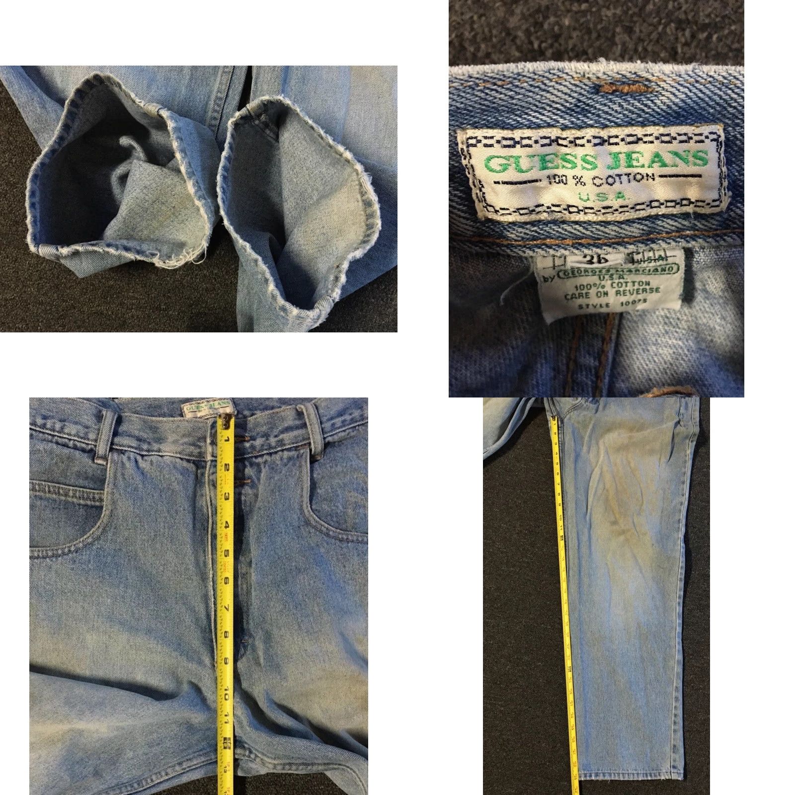 Guess VINTAGE GUESS Jeans 36 Mens Distressed 90s 80s Grunge Hip Hop Punk Baggy Denim Blue USA Regular Inseam 33 Tight Tapered Rise Classic Size US 36 / EU 52 - 9 Thumbnail