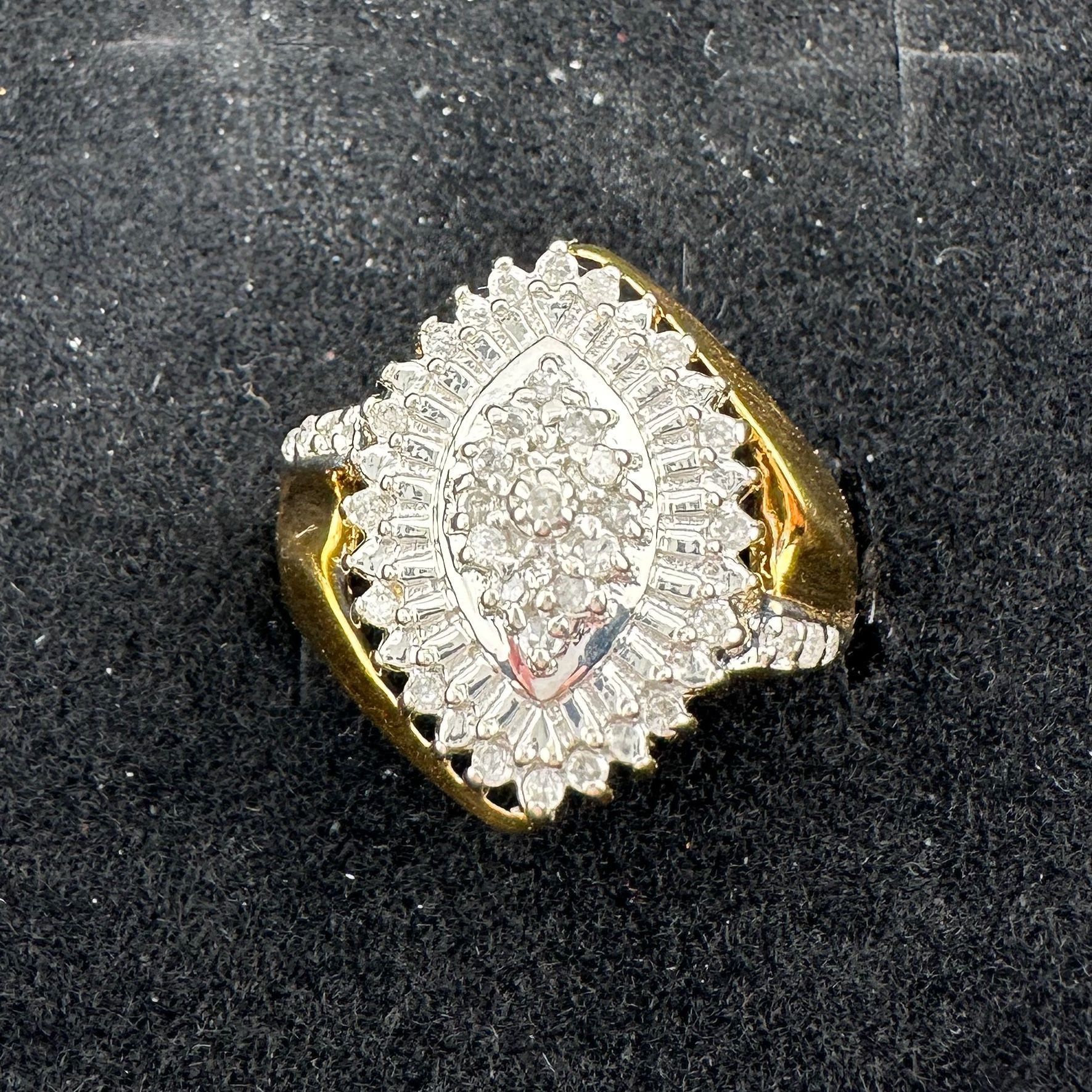 Other Marquise Cut 1/2 Carat Diamond Ring - Gold Plated Silver Size ONE SIZE - 2 Thumbnail