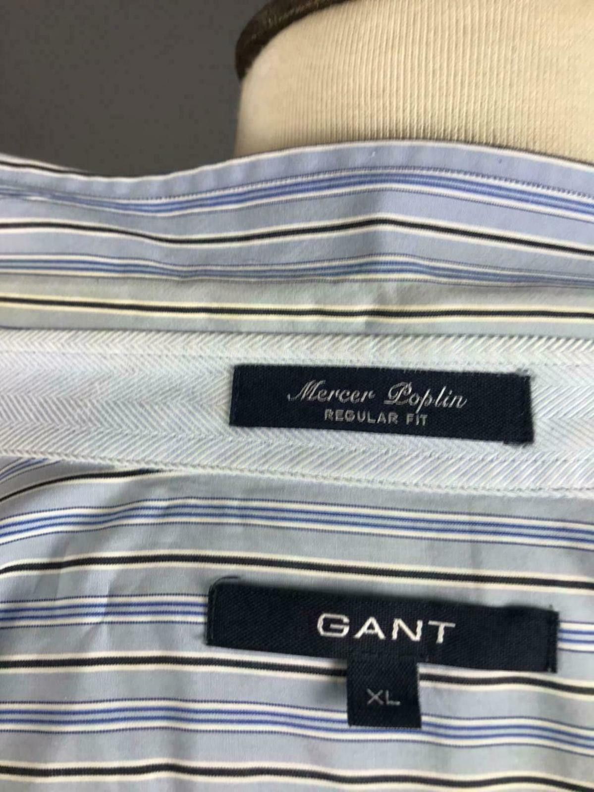 Gant Men Gant Mercer Poplin Blue Striped Oxford Shirt Size XL Size US XL / EU 56 / 4 - 10 Thumbnail