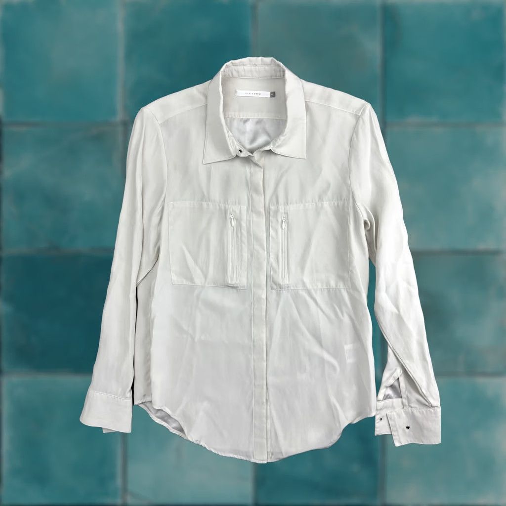Vintage Elaine Kim Shirt Womens XS Silk Long Sleeve Button-Up Pockets Blouse White Size XS / US 0-2 / IT 36-38 - 1 Thumbnail