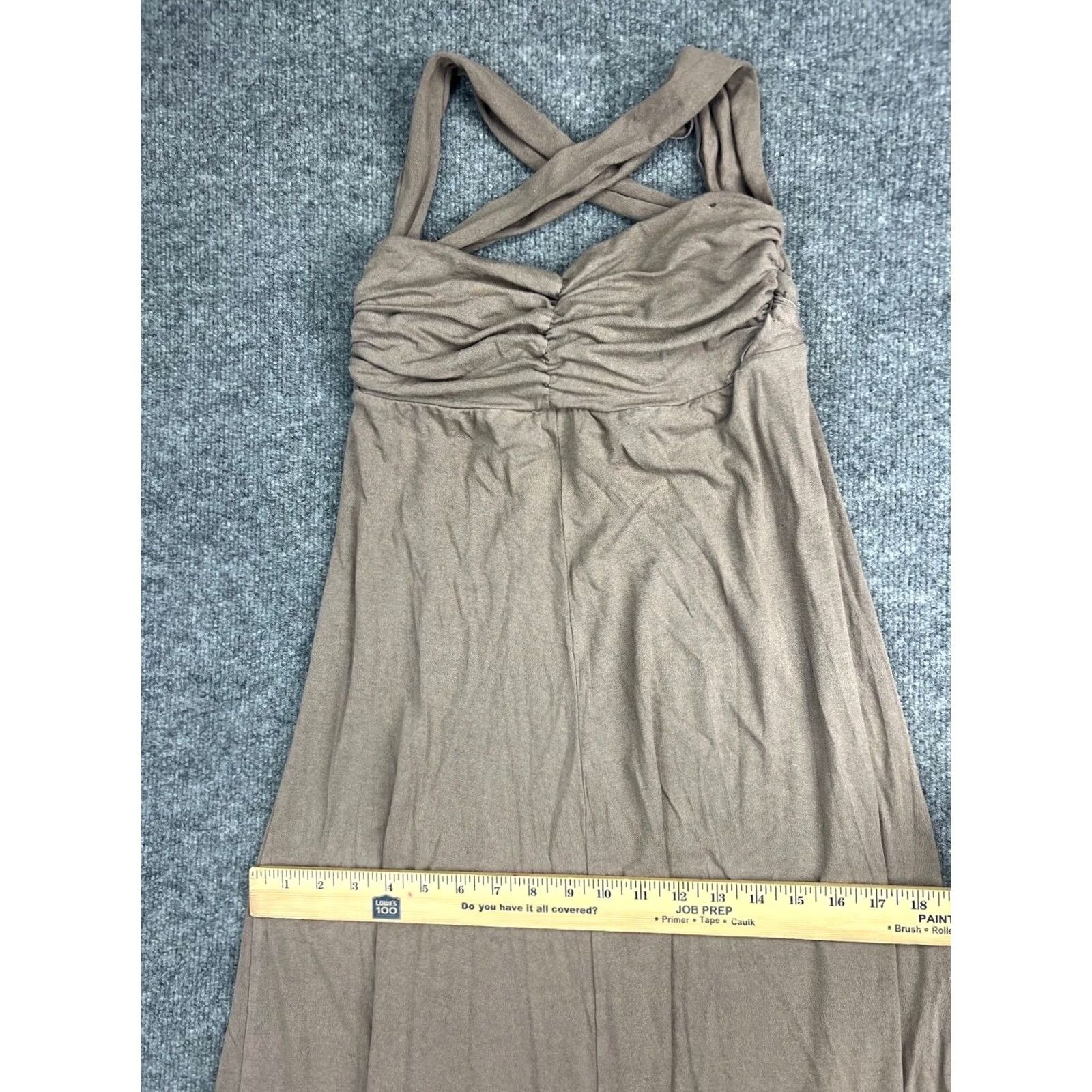 Vintage Love From Ya-Ya Dress Women's M Brown Sleeveless Ruched Maxi Straps Ruffle Size M / US 6-8 / IT 42-44 - 3 Thumbnail