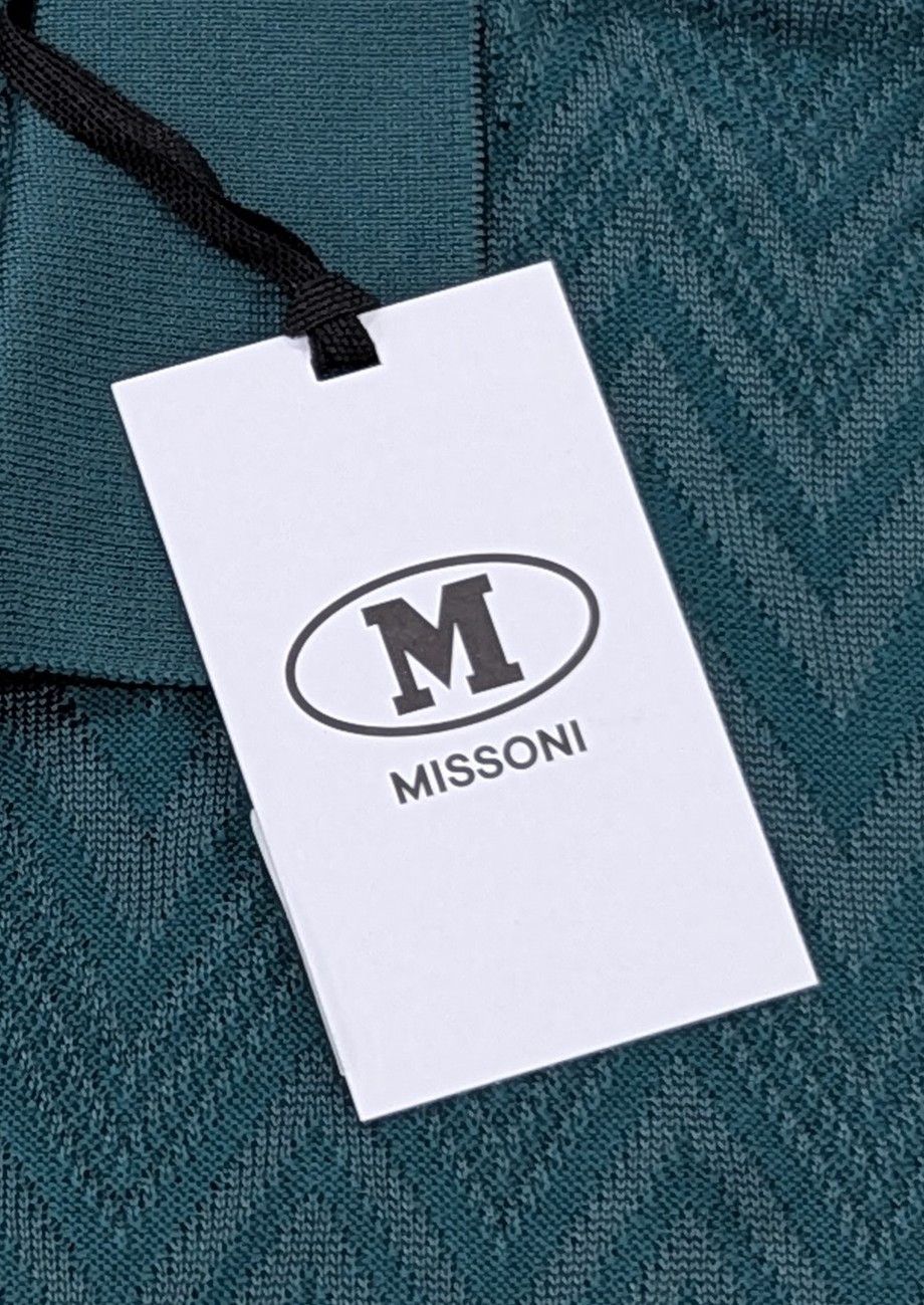Missoni Missoni Textured Chevron Johnny Collar Polo Shirt Green XL Size US XL / EU 56 / 4 - 6 Thumbnail