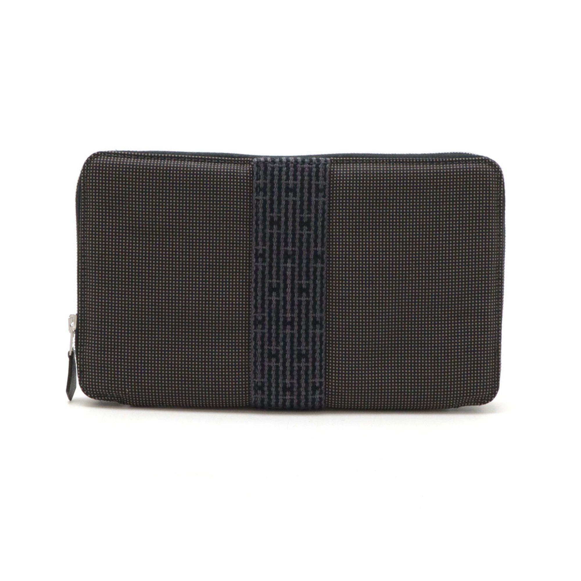 Hermes Hermes Air Line Purse GM Round Long Wallet Passport Case Canvas Grey Size ONE SIZE - 1 Thumbnail