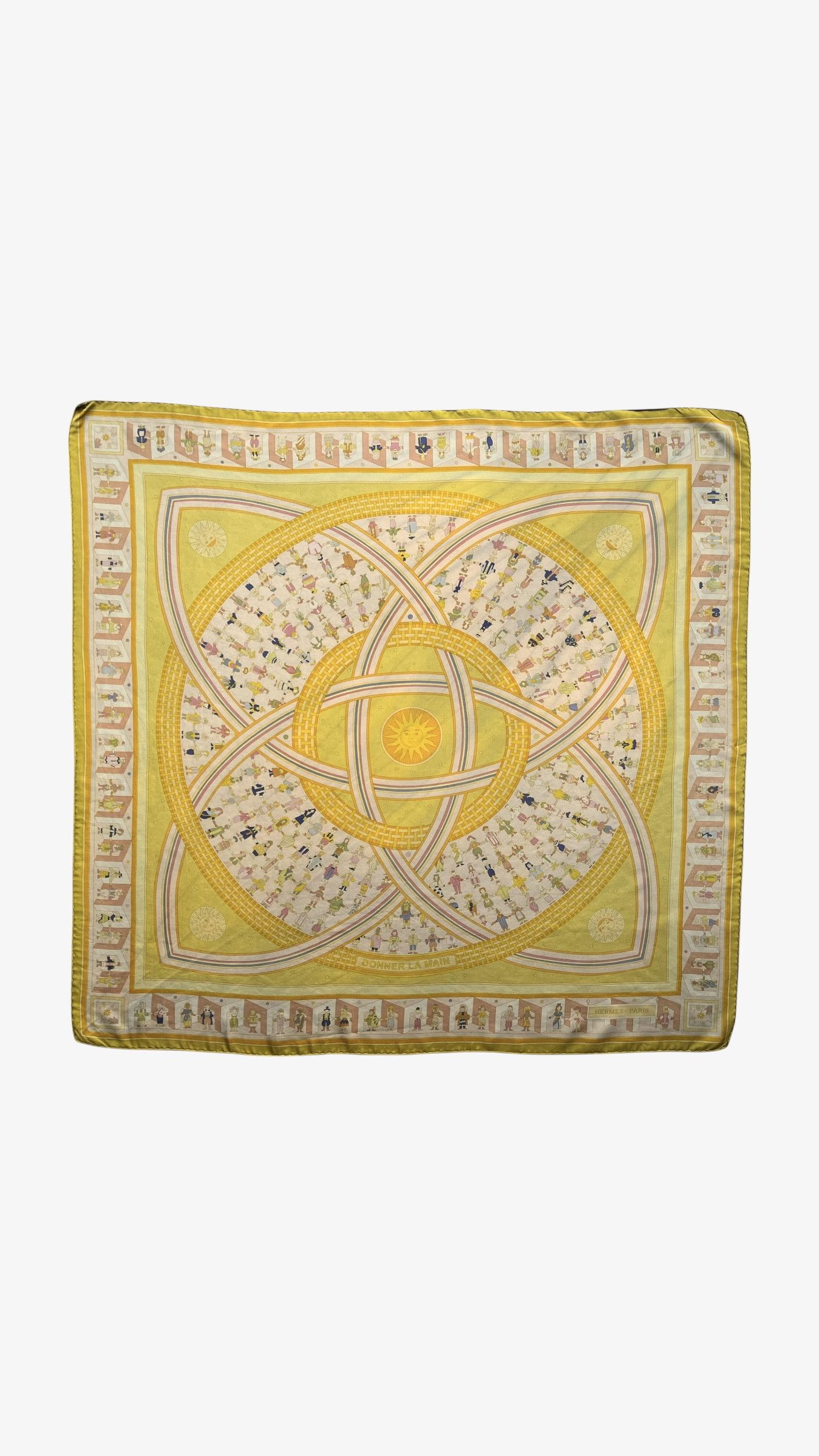 Hermes Vintage Y2K Hermes Paris Donner La Main Sun Face Silk Scarf Size ONE SIZE - 1 Thumbnail