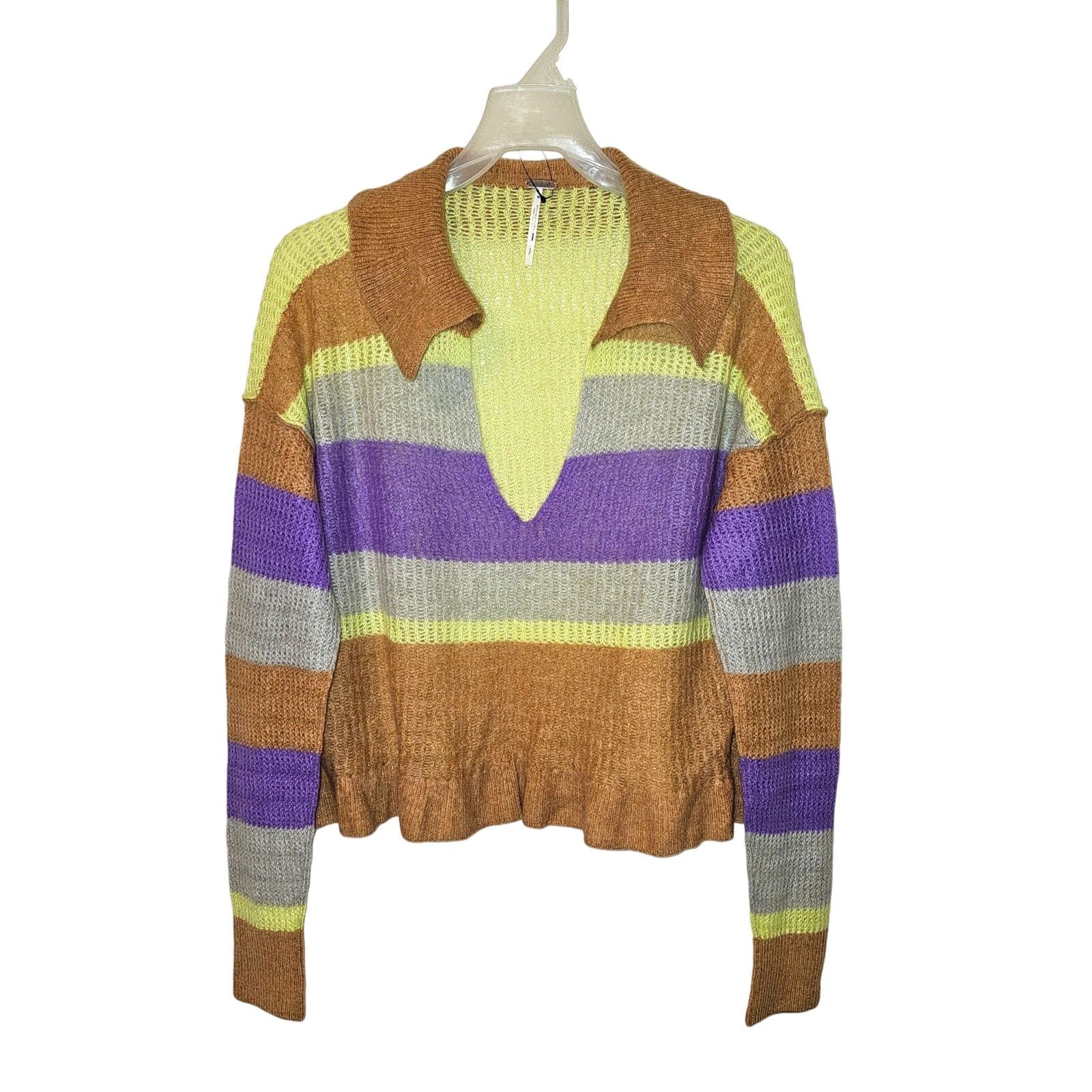 Free People New Free People Ives Cashmere Striped Pullover Sweater $198 Size S / US 4 / IT 40 - 3 Thumbnail