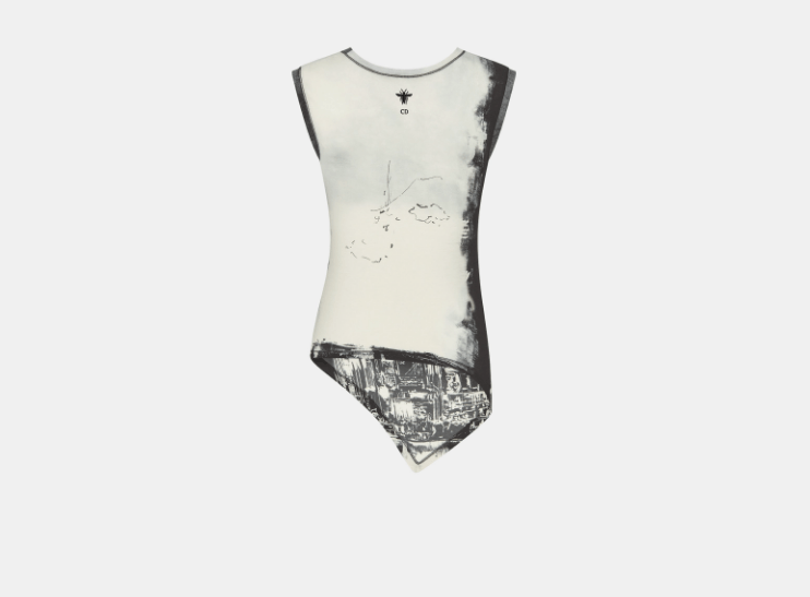 Dior o1w1db10925 443T26 Asymmetric Tank Top in Black/White Size XS / US 0-2 / IT 36-38 - 2 Thumbnail