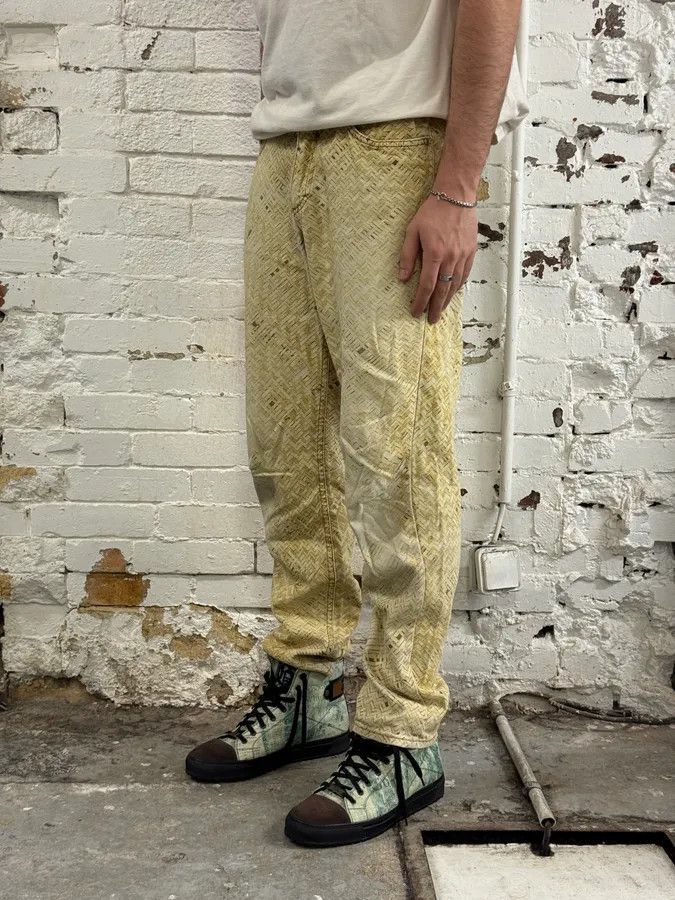 Roberto Cavalli 2000s Roberto Cavalli Wicker Basket Gradient Print Beige Pants Size US 31 - 3 Thumbnail