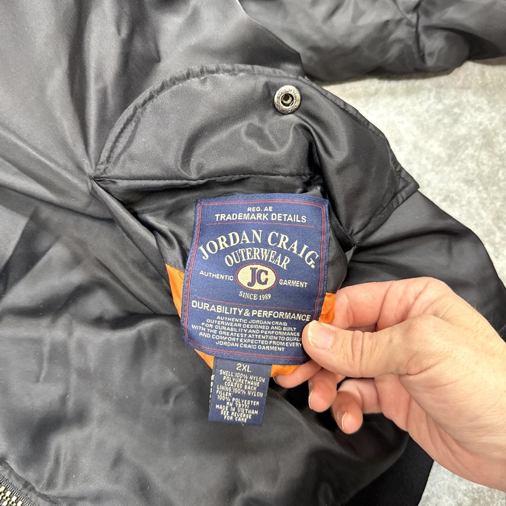 Jordan Craig Jordan Jacket Mens 2XL Black Bomber Nylon Zip Pockets Lining Polyester MA-1 Flight Brand: Jordan Craig Size US XXL / EU 58 / 5 - 3 Thumbnail