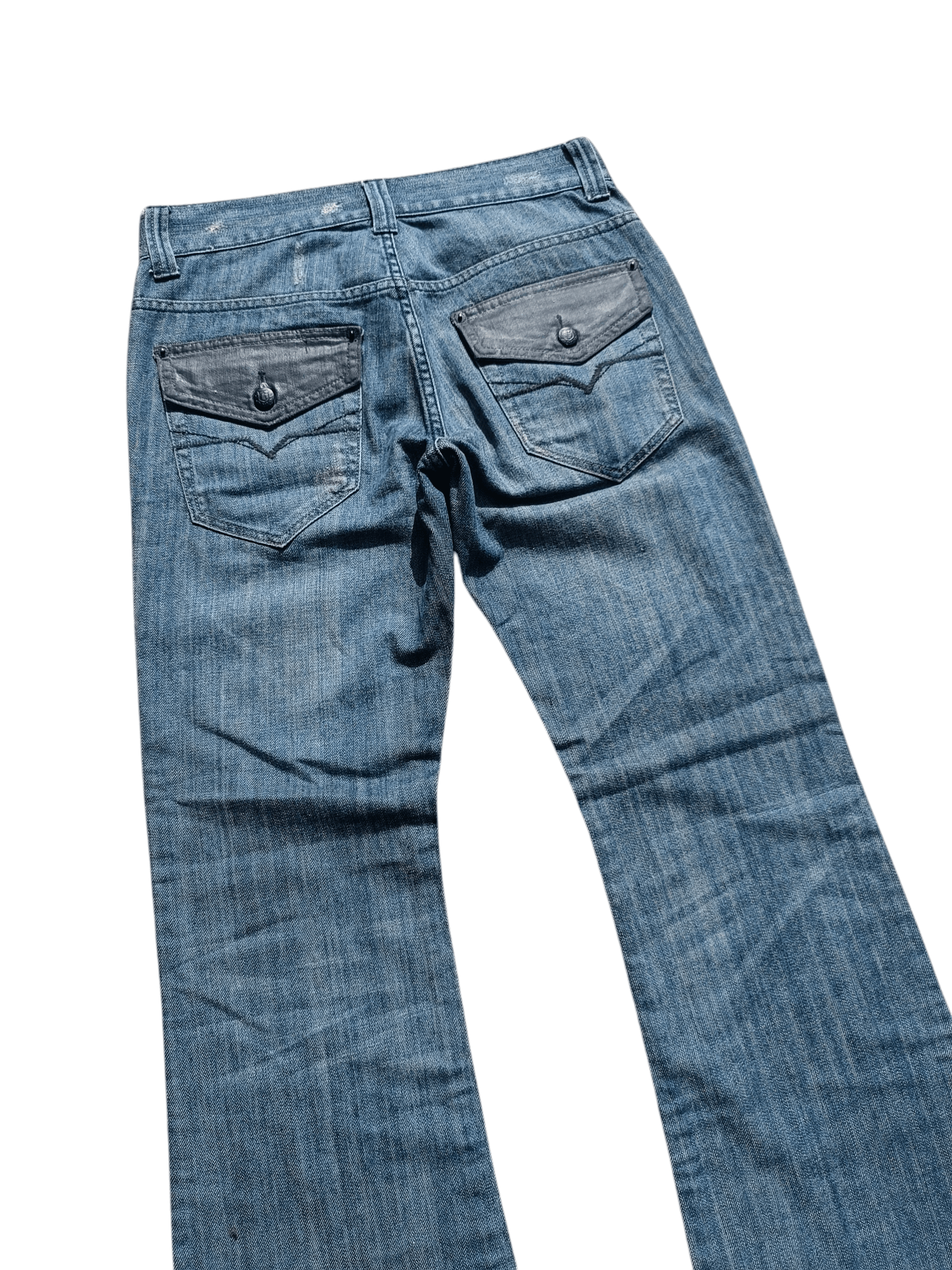 Guess × Japanese Brand FLARED 💥 90s Guess Jeans Distress Whiskers Denim Size US 32 / EU 48 - 4 Thumbnail