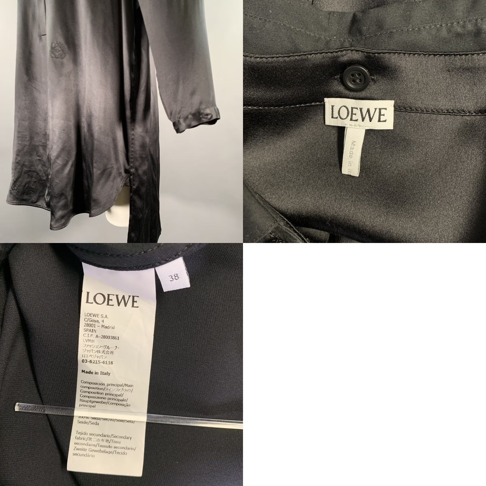 Loewe LOEWE Black Silk Tunic Long Sleeve Shirt S Mens Size US S / EU 44-46 / 1 - 8 Thumbnail