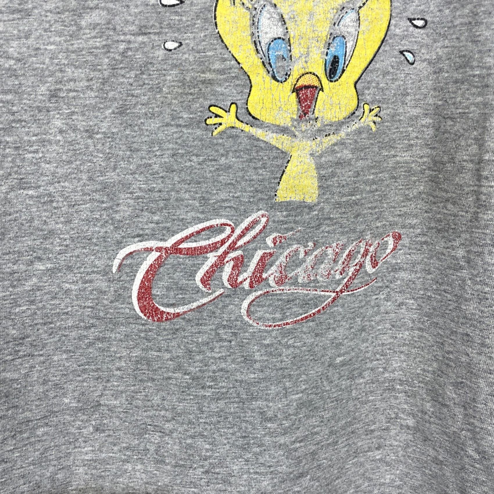 Vintage VINTAGE Looney Tunes Tweety Bird Chicago T-Shirt XL Grey Shirt Men Regular Short Sleeve Crew Neck Graphic Print T-Shirt Size US XL / EU 56 / 4 - 7 Thumbnail