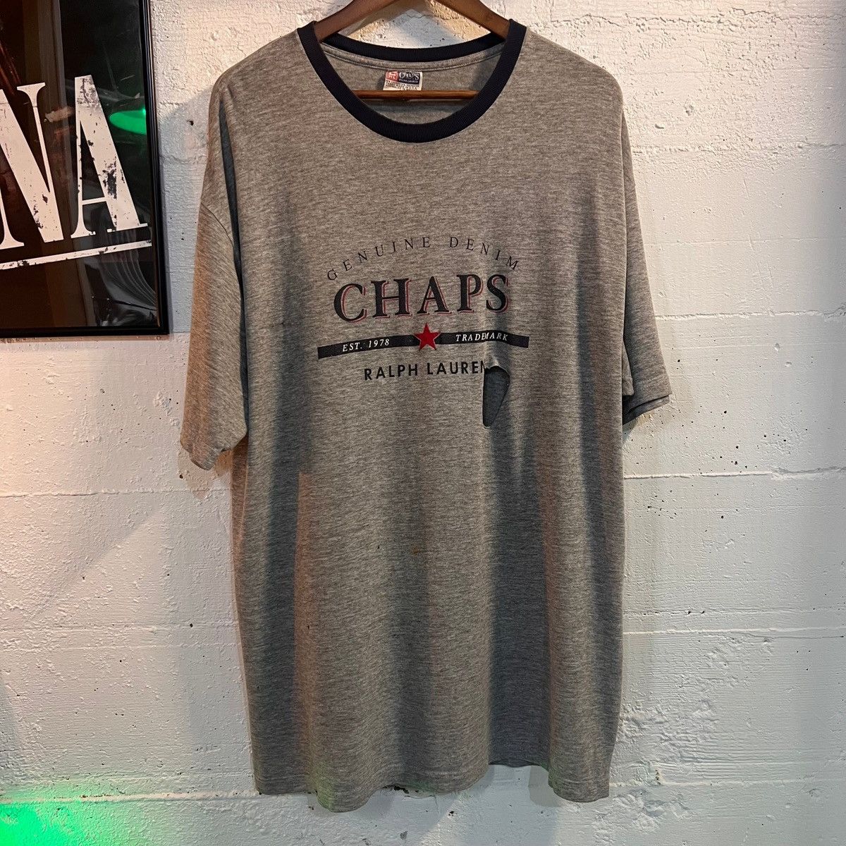 Chaps Ralph Lauren × Ralph Lauren × Vintage Vintage Distressed Chaps Ralph Lauren Ringer T-Shirt - Size Size US L / EU 52-54 / 3 - 1 Thumbnail