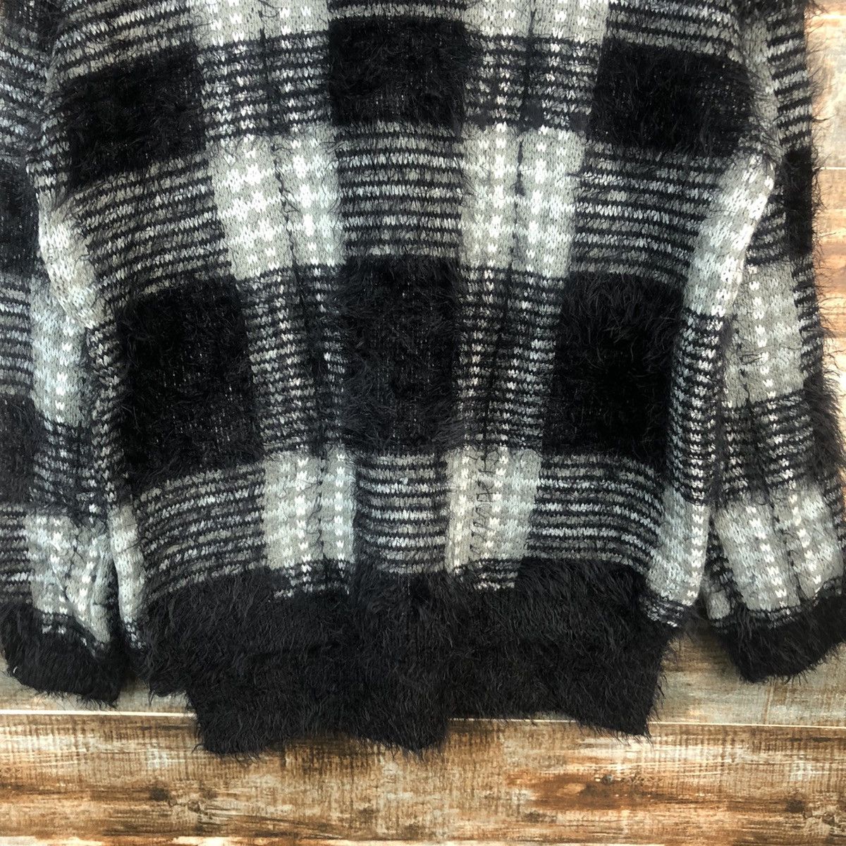 Homespun Knitwear × Japanese Brand DL Azul Black mohair shaggy fur Knitwear #C348 Size US M / EU 48-50 / 2 - 6 Thumbnail