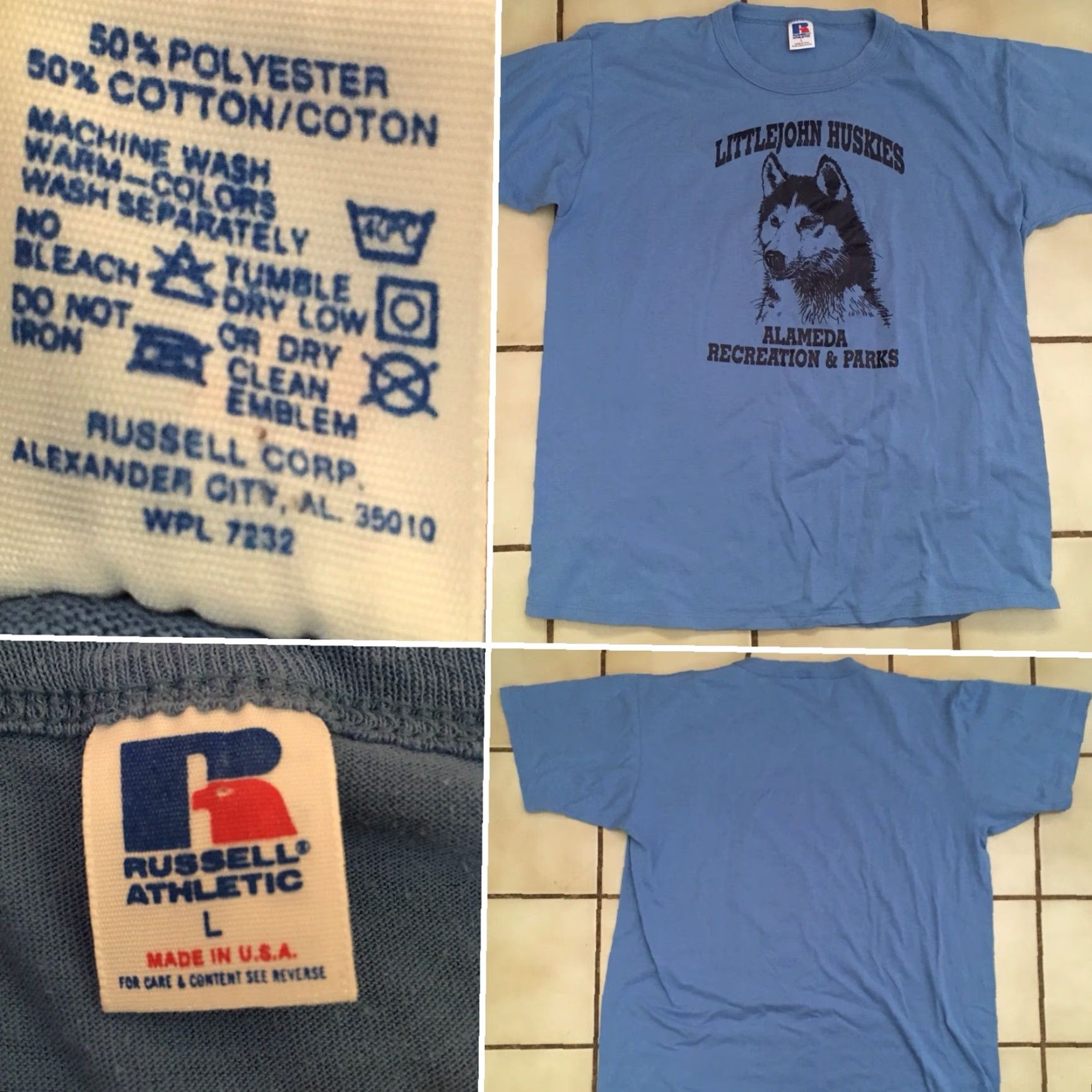 Russell Athletic VINTAGE Russell Athletic Alameda Recreation & Parks T-Shirt L 80s 90s Blue Men Graphic Tee + 50% Polyester 50% Cotton USA 1980s Size US L / EU 52-54 / 3 - 5 Thumbnail
