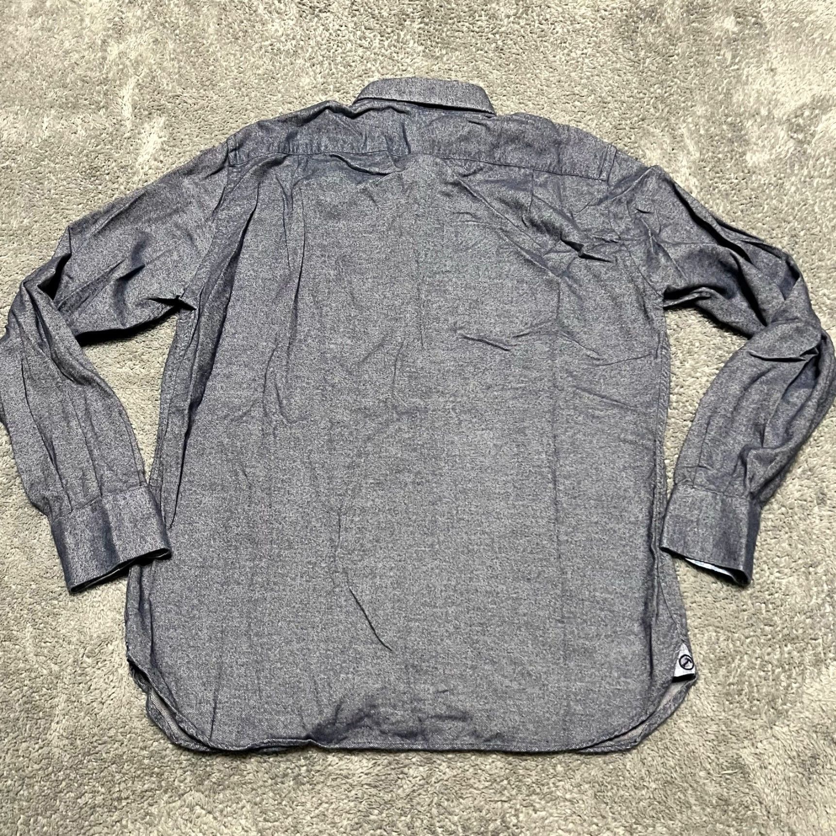 Vintage Hammermade Dress Shirt Mens Large 16.5 Blue Button Up Heathered Blue Shirt L Men Long Sleeve Blue Fashion Shirt Size 42R - 3 Thumbnail