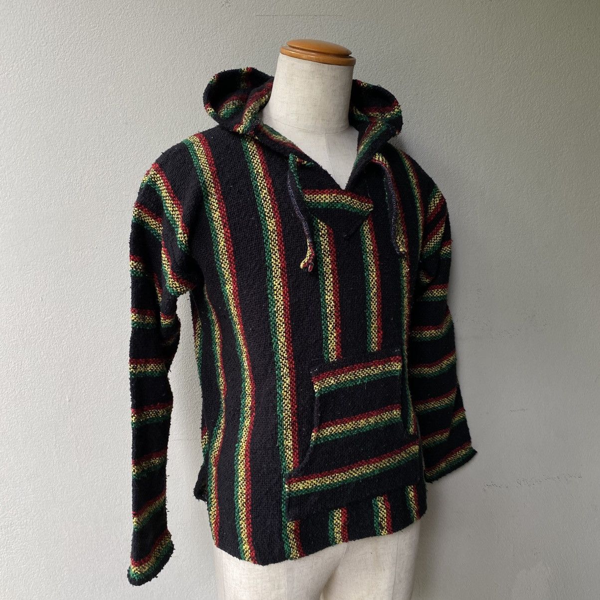 Vintage Black Rasta Striped Baja Hoodie with Drawstring Size US M / EU 48-50 / 2 - 10 Thumbnail
