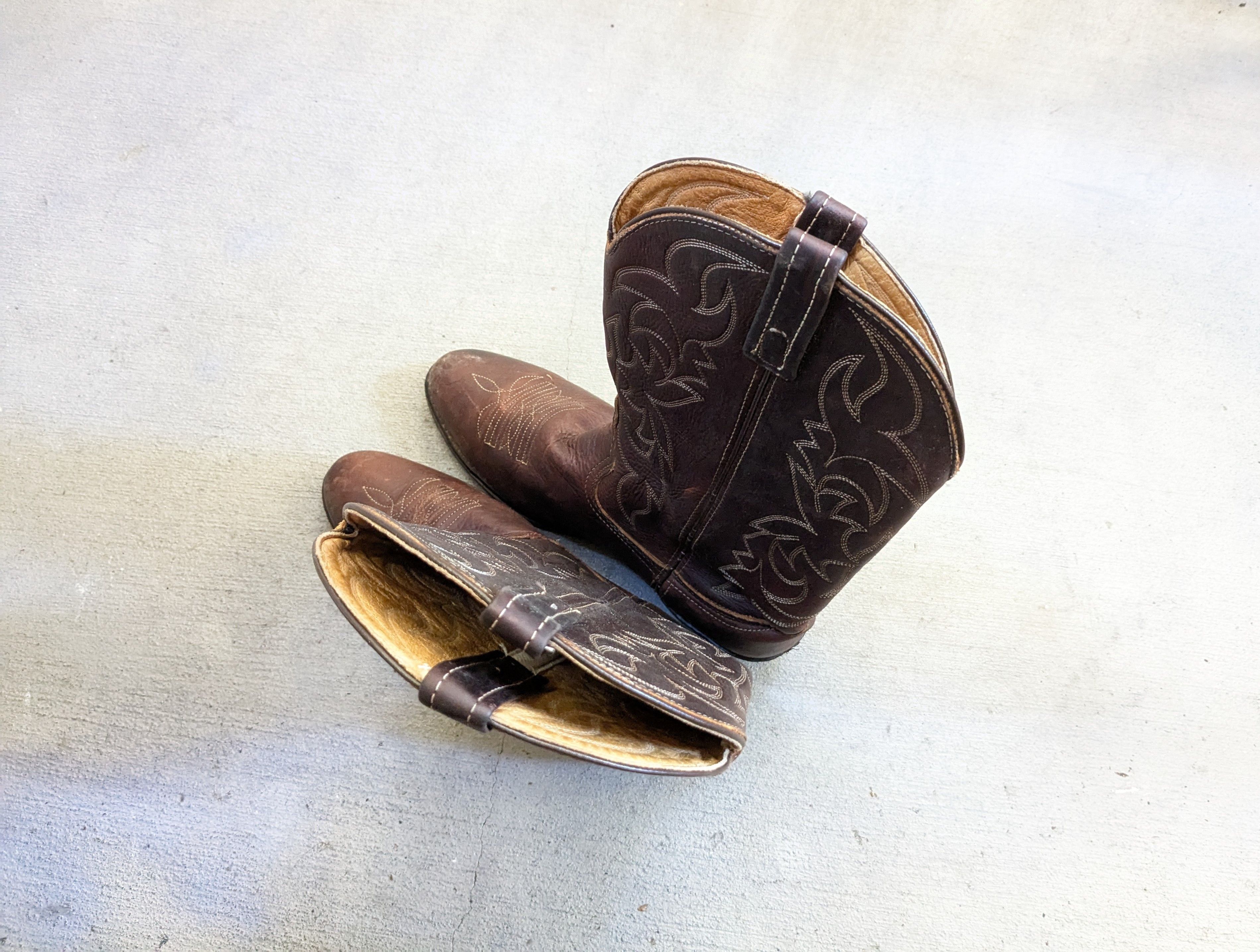Genuine Leather Vintage Cowboy Boots 10.5 D Brown Leather Western Mexico Size US 10.5 / EU 43-44 - 13 Thumbnail