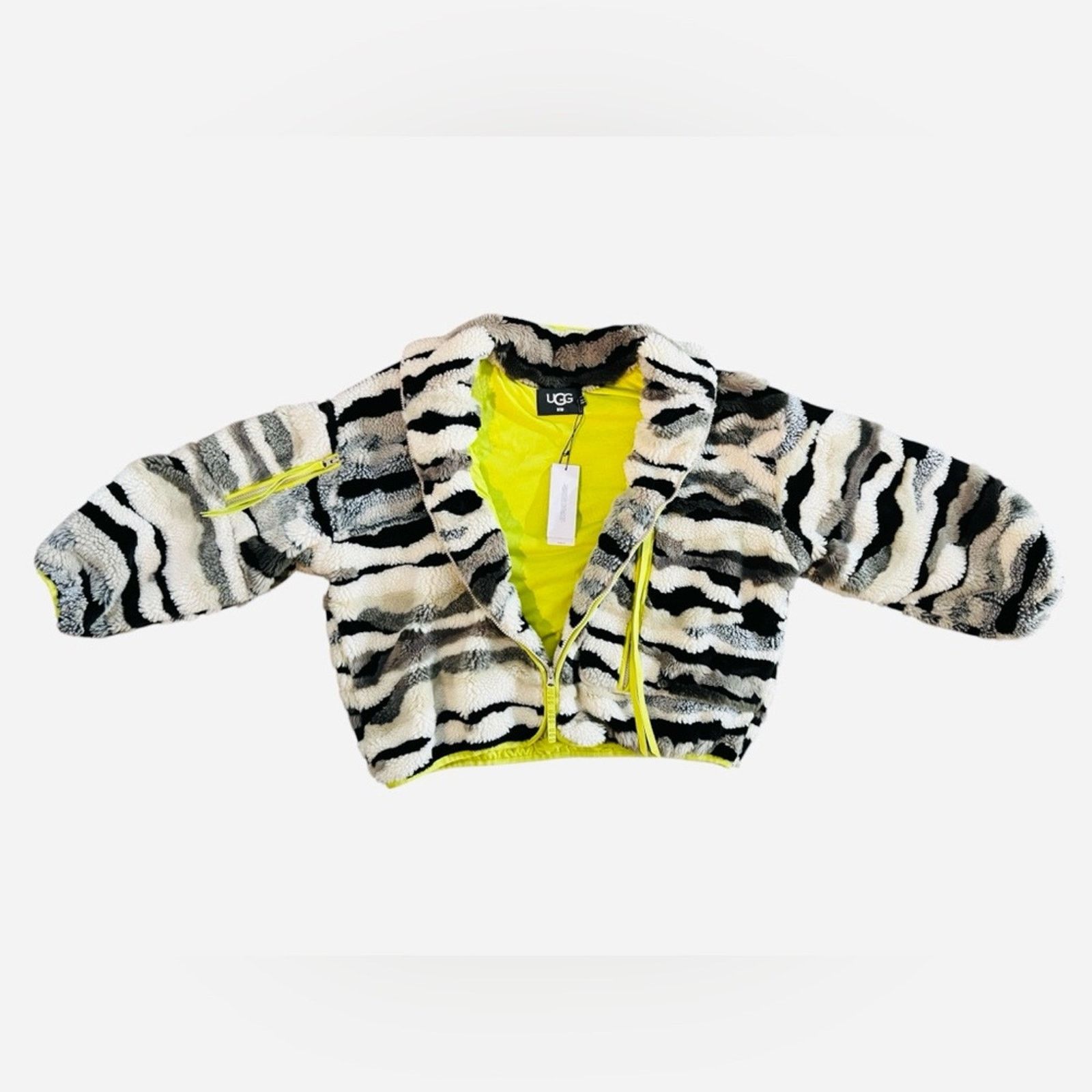 Ugg UGG Neon Yellow and Black Fleece Jacket Size S / US 4 / IT 40 - 4 Thumbnail