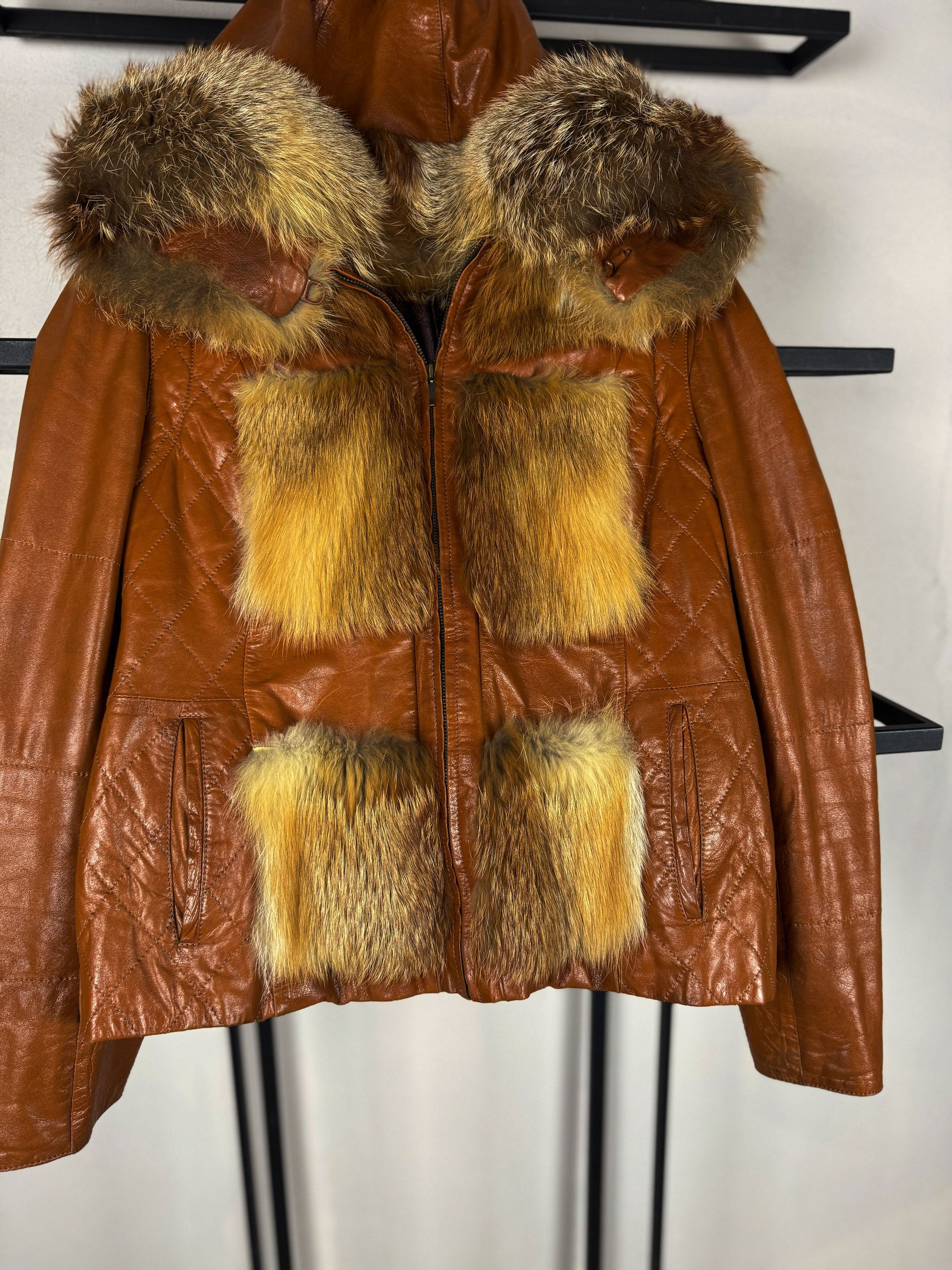 Issey Miyake Brown Leather Jacket Fur Panel Trim Hooded Y2K Vintage Rare Size US S / EU 44-46 / 1 - 2 Thumbnail