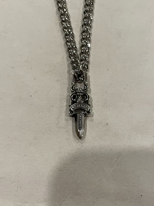 Chrome Hearts Chrome Hearts Dagger Pendant Silver Cuban Chain Necklace ...