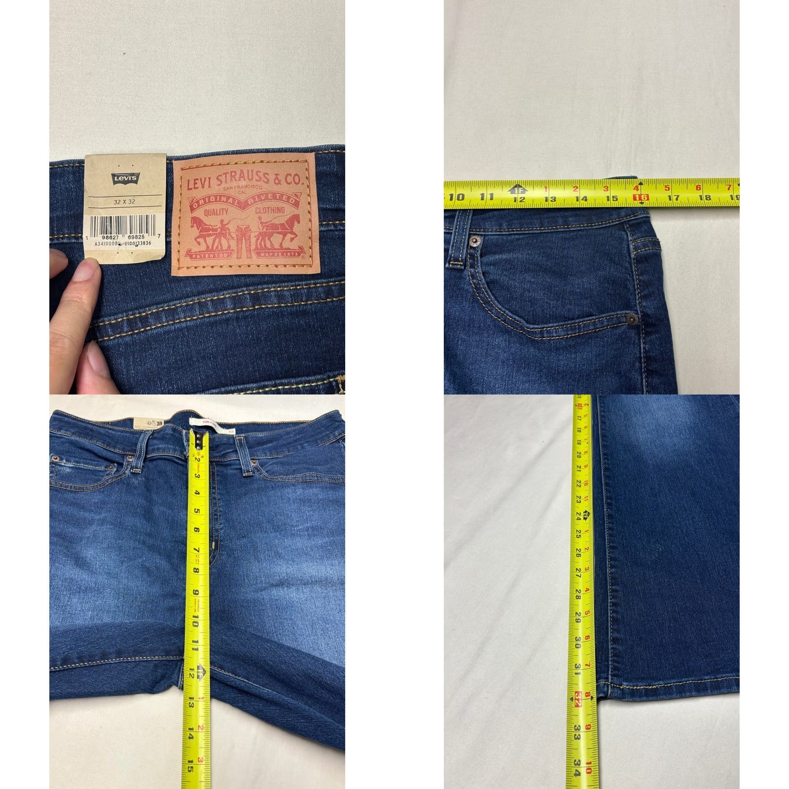 Levi's Levis 726 High Rise Flare Jeans Womens W32 L32 Dark Wash Blue Denim NWT Size 24" / US 00 / IT 34 - 8 Thumbnail