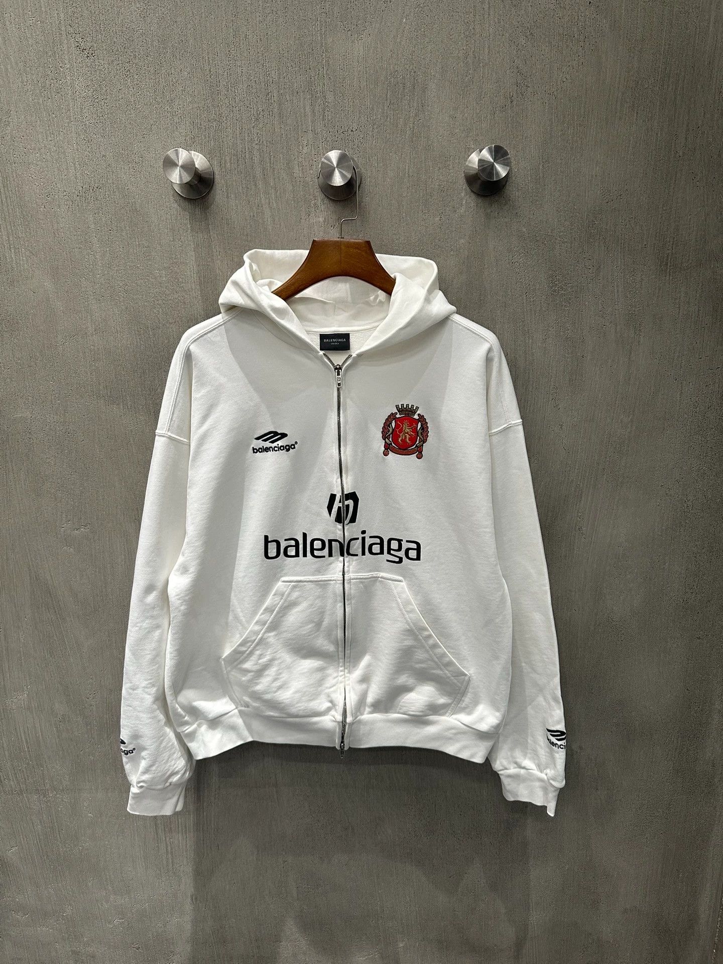 Balenciaga Balenciaga Paris Soccer Zip Up Hoodie White | Grailed