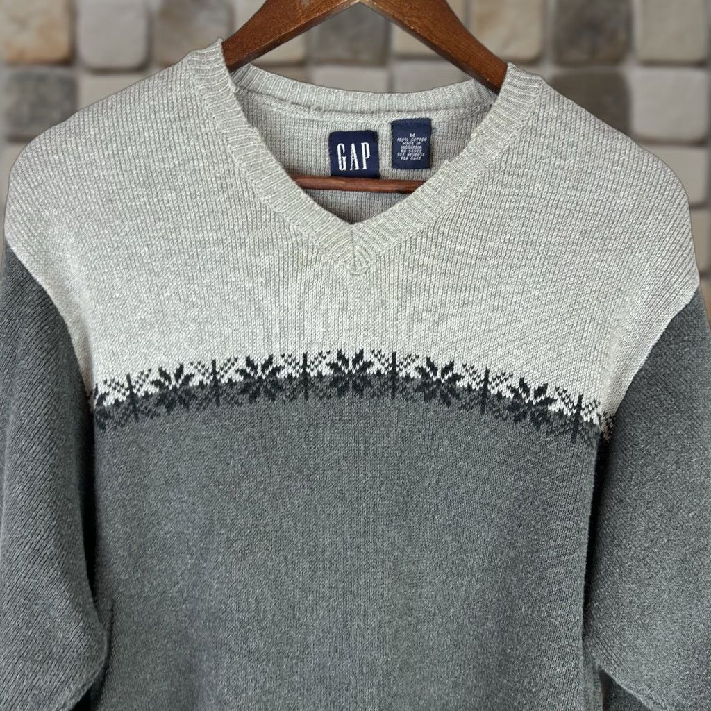 Gap Gap Heavy Knit V Neck Sweater Gray Medium Mens Size US M / EU 48-50 / 2 - 1 Thumbnail