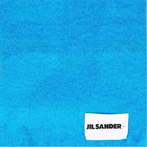Jil Sander o1g2r1mq1024 Size: OS / Fringed Wool Scarf in Blue Size ONE SIZE - 4 Thumbnail