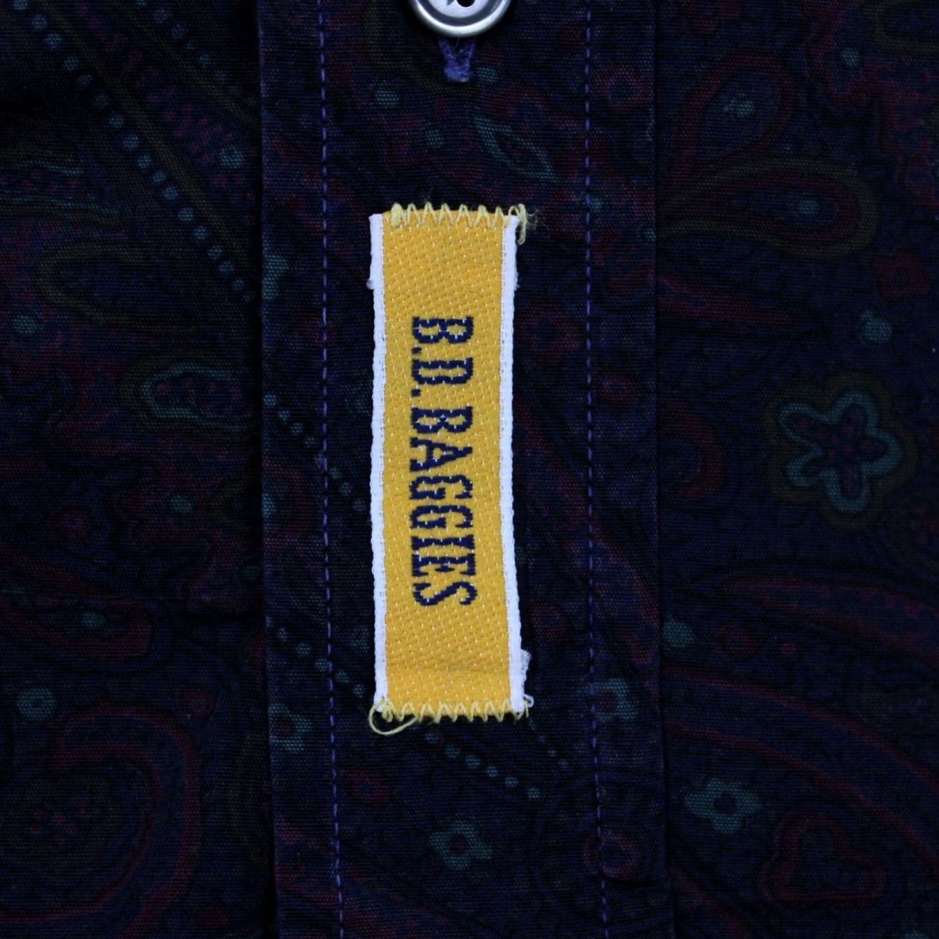 Vintage B.D. Baggies Dress Shirt Men 15 32/33 Blue/Purple Floral 100% Cotton L/S Button-Down Shirt Mens 90s Aloha Floral Size 40R - 5 Thumbnail