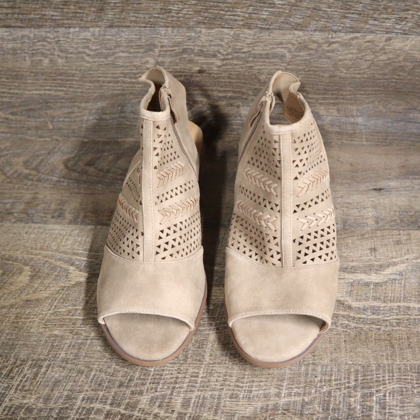Torrid TORRID Tan Faux Suede Block Heel Bootie Open Toe Women's Size 10 Size US 10 / IT 40 - 3 Thumbnail