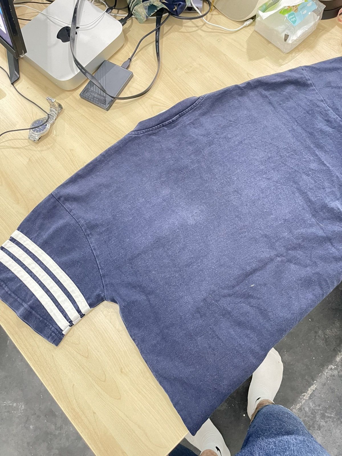 Adidas × Vintage Vintage 90s Adidas "The Brand with The 3 Stripes" Ringer Tee Size US L / EU 52-54 / 3 - 8 Thumbnail