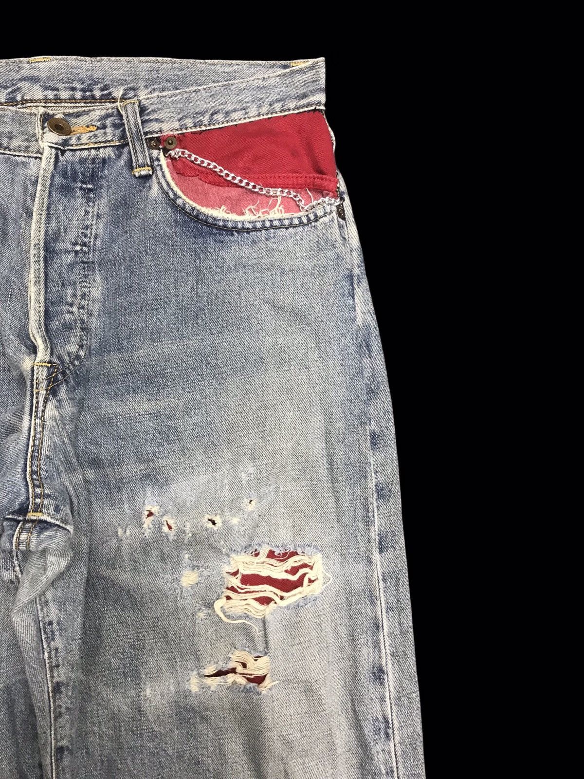 Edwin 💥BAGGY💥VINTAGE EDWIN DSTRESSD WIDE BAGGY CUSTOM DENIM F327 Size US 33 - 3 Thumbnail