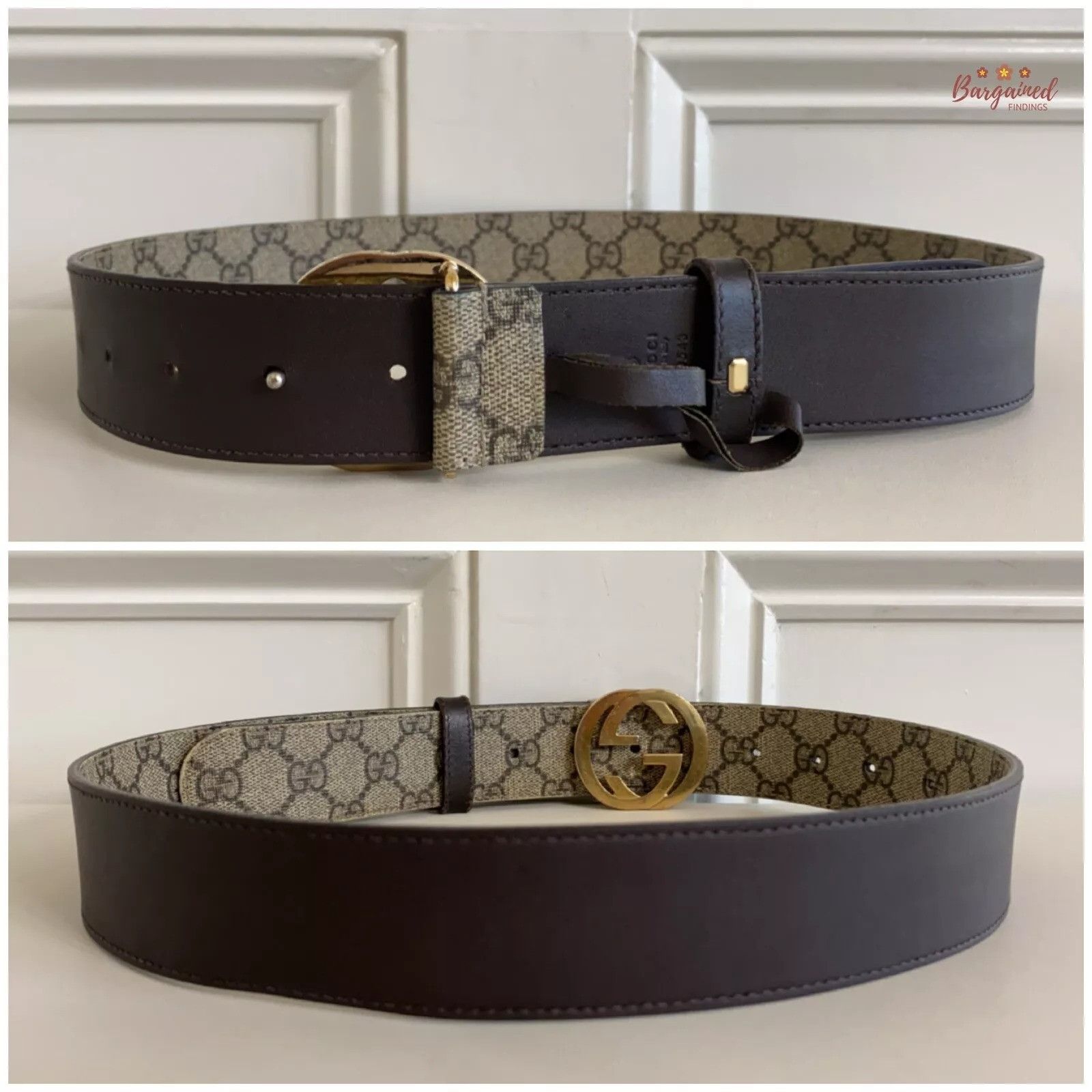 Gucci Gucci Brown GG Supreme Gold Interlocking G Buckle Belt Size 28 - 6 Thumbnail