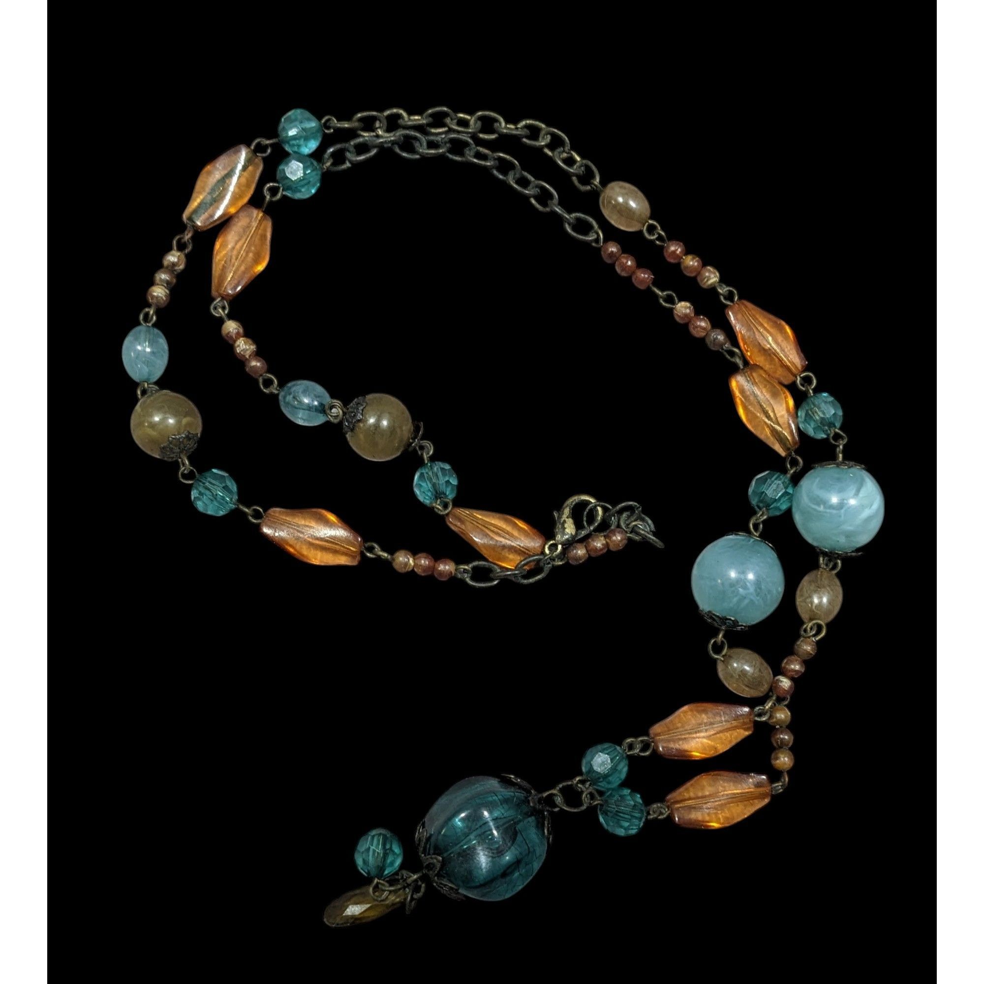 Other Chunky Bohemian Blue And Orange Gemmed Necklace Size ONE SIZE - 1 Thumbnail