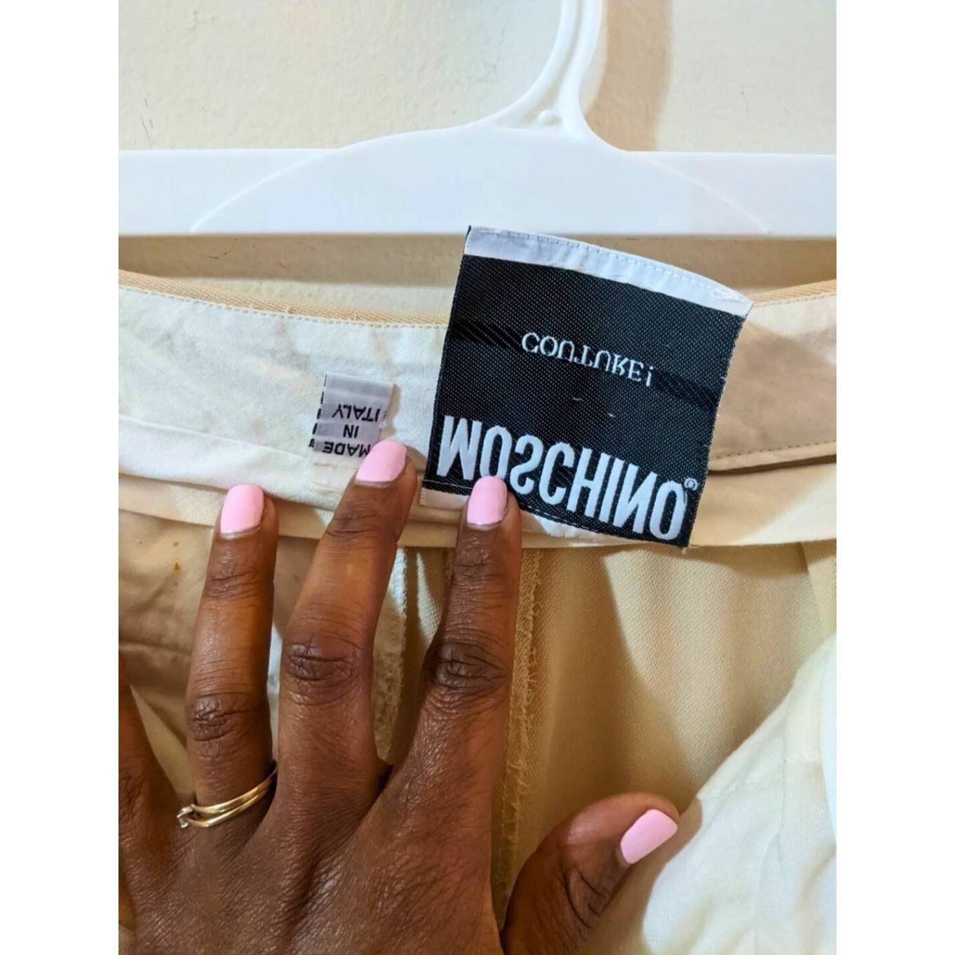 Moschino Moschino Couture Beige High-Waisted Wide-Leg Wool Pants Sz 4 Size 27" / US 4 / IT 40 - 10 Thumbnail