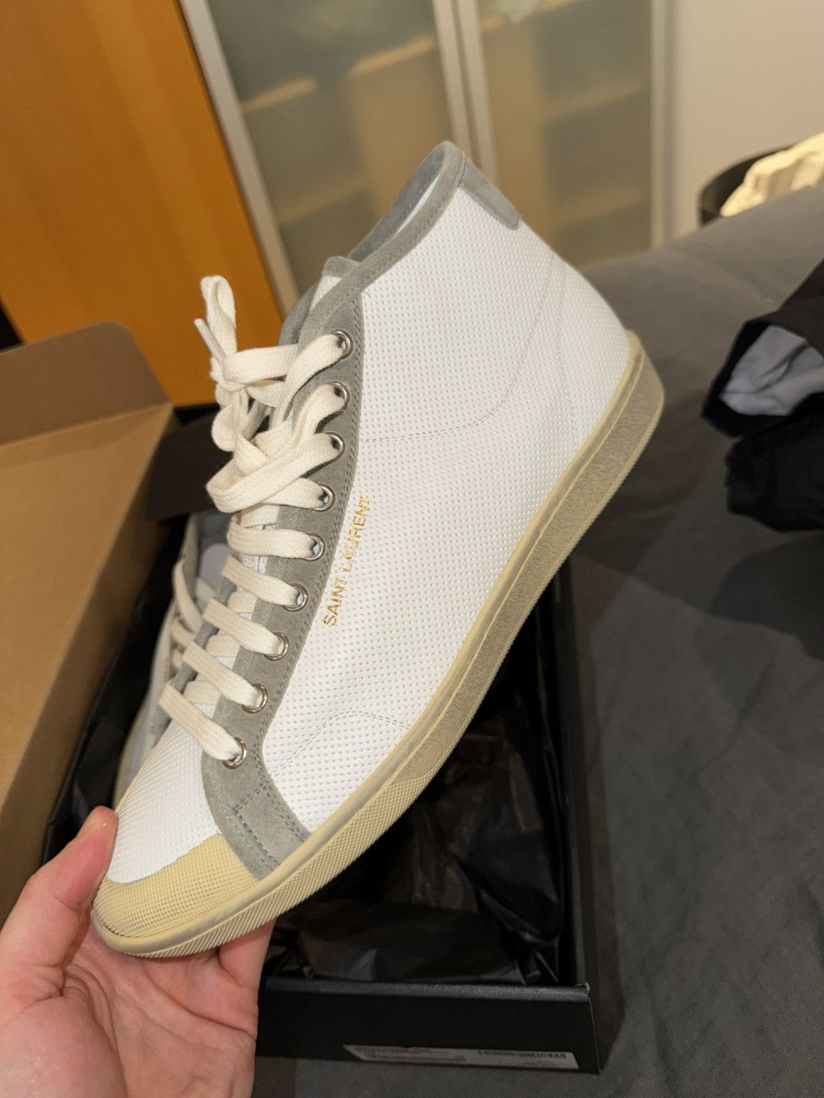 Saint Laurent Paris 🔥 Saint Laurent Paris SL39 Mid Top Size 42 – Blanc Optique 🔥 Size US 9 / EU 42 - 1 Thumbnail