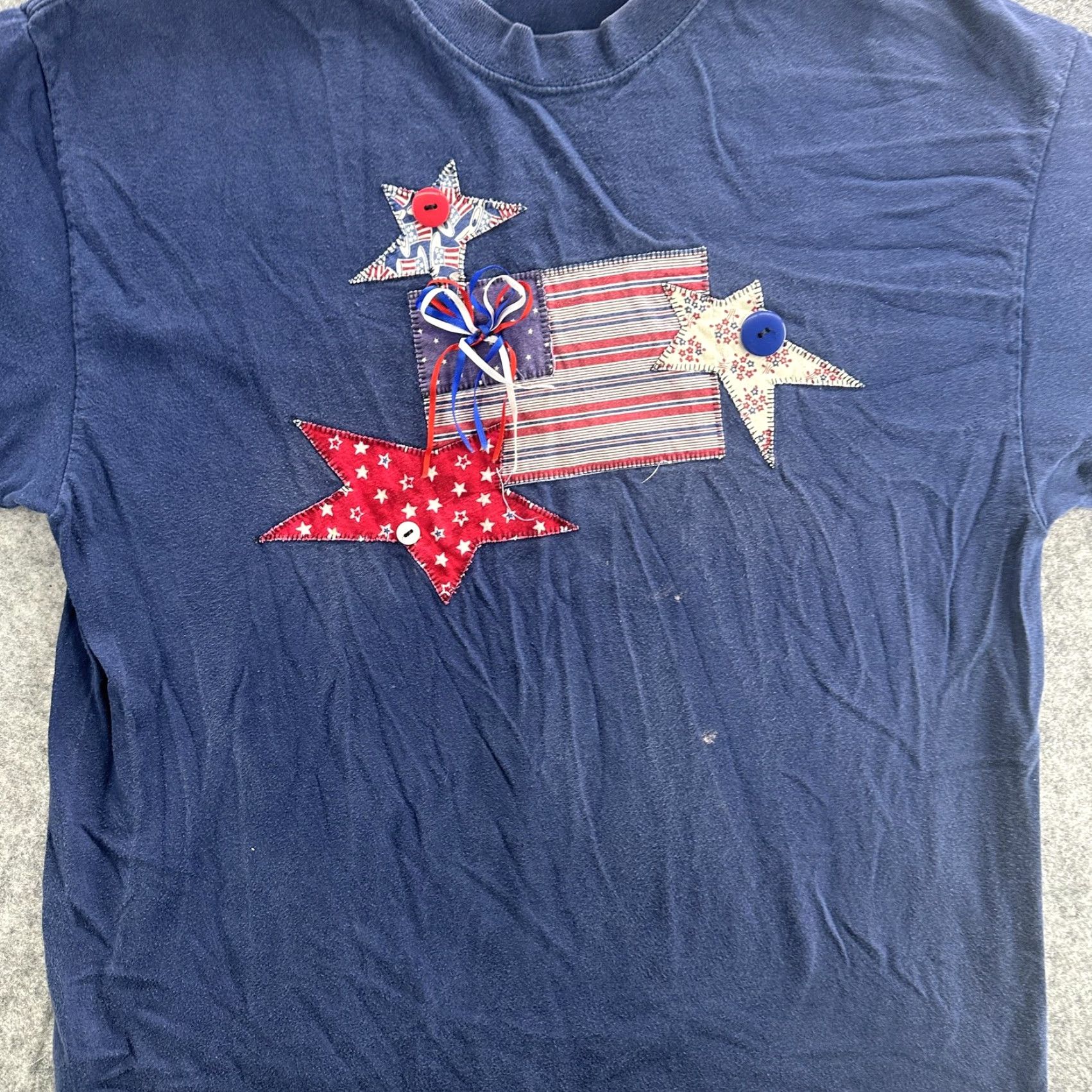 Hanes VINTAGE Hanes Beefy-T Patriotic Flag Shirt Mens Large Blue Red Star USA 90s Tee Size US L / EU 52-54 / 3 - 5 Thumbnail
