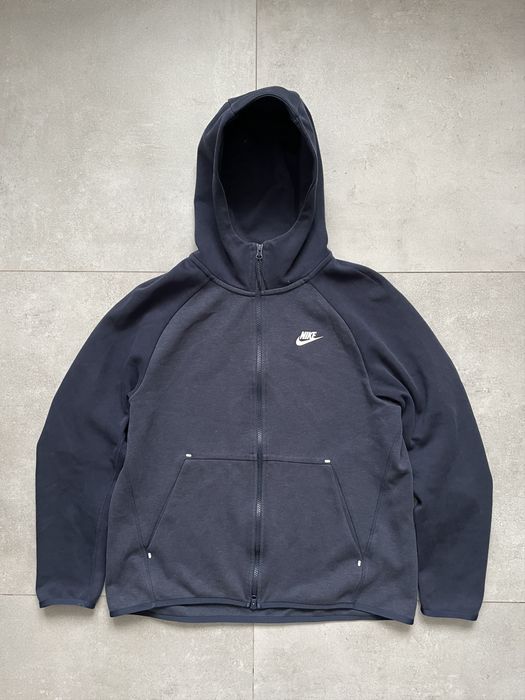 Nike NIKE TECH FLEECE UK DRILL NAVY MINI SWOOSH HOODIE | Grailed