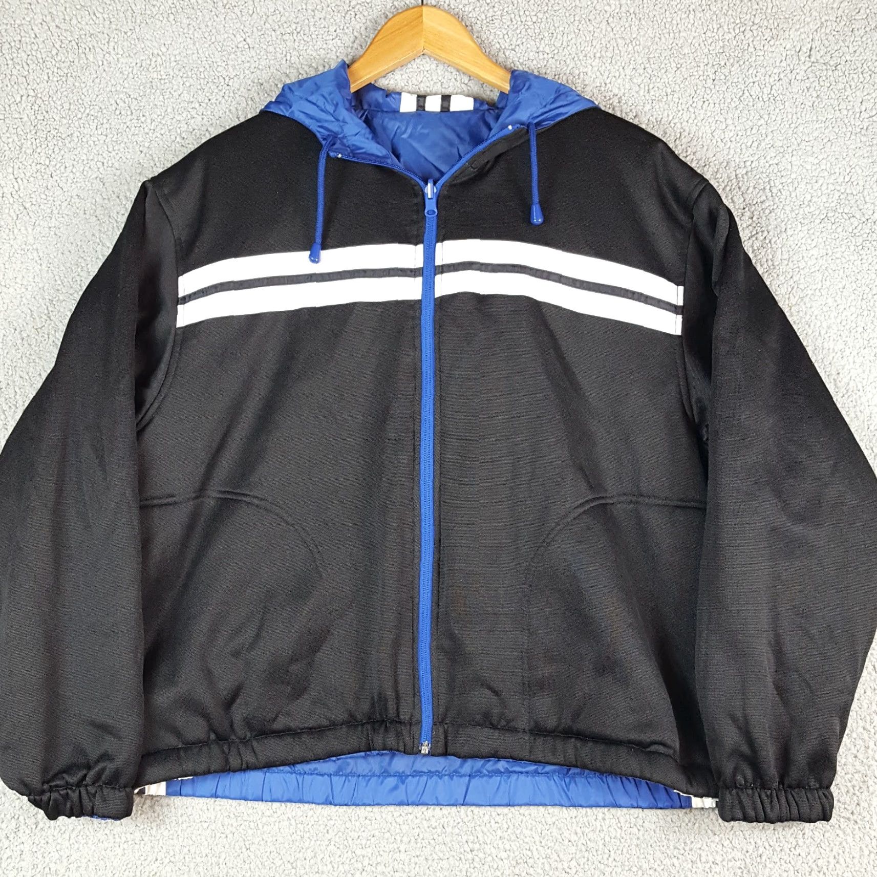 Vintage VINTAGE Lavon Tracksuit 2 Piece Reversible Fleece Hoodie Jacket Zip Striped Size L Men’s Blue 90s Y2K 2000s Athleisure Windbreaker Size US 33 - 7 Thumbnail