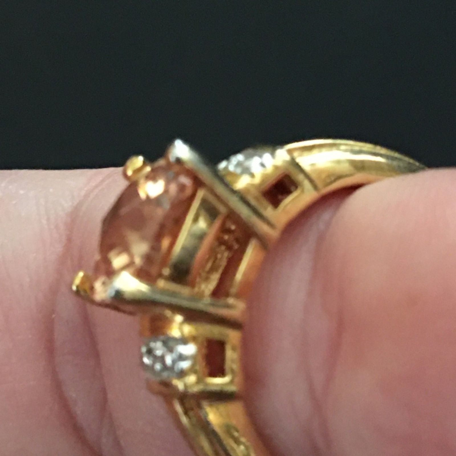 Jewelry Champagne square CZ 4 prong setting ring Size ONE SIZE - 2 Thumbnail
