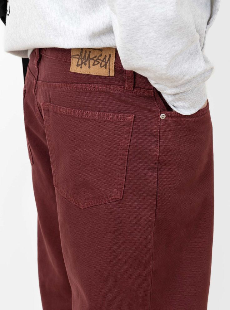 Stussy Big Ol’ Jeans Wine Washed Canvas Size US 29 - 4 Thumbnail