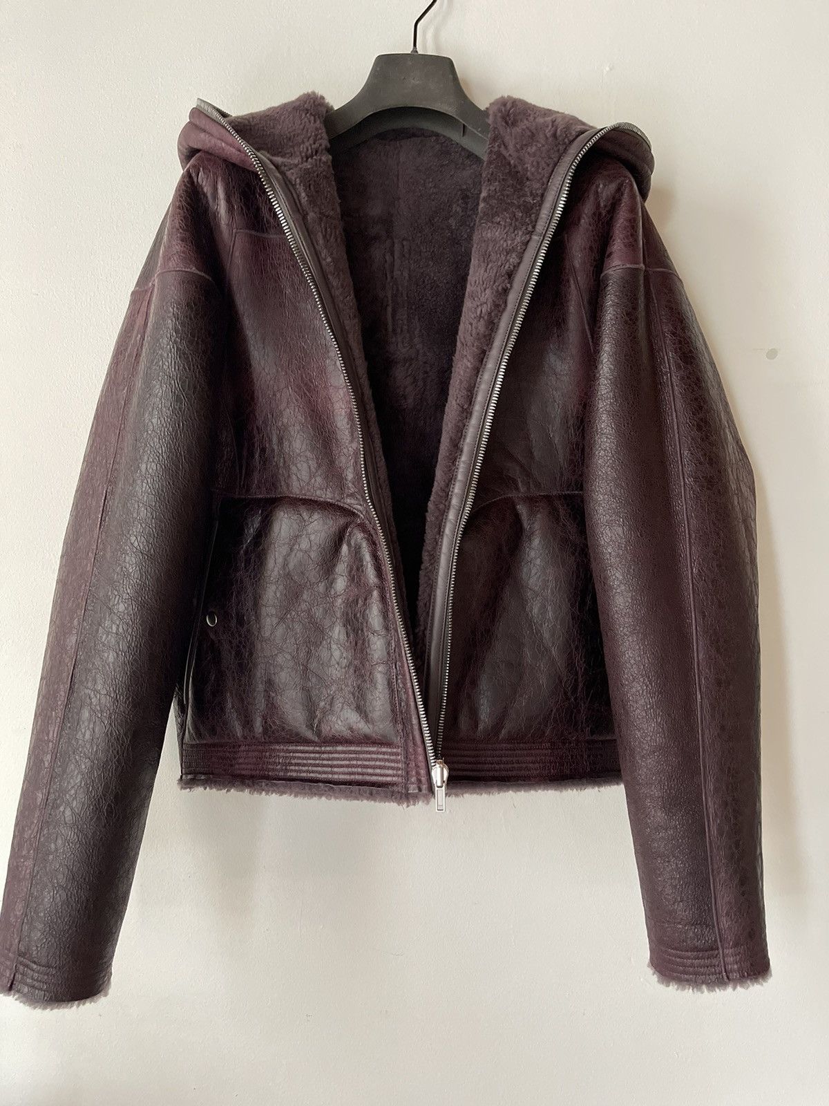Rick Owens FW23 Luxor Reversible Shearling Sealed Jacket Amethyst Size US M / EU 48-50 / 2 - 3 Thumbnail
