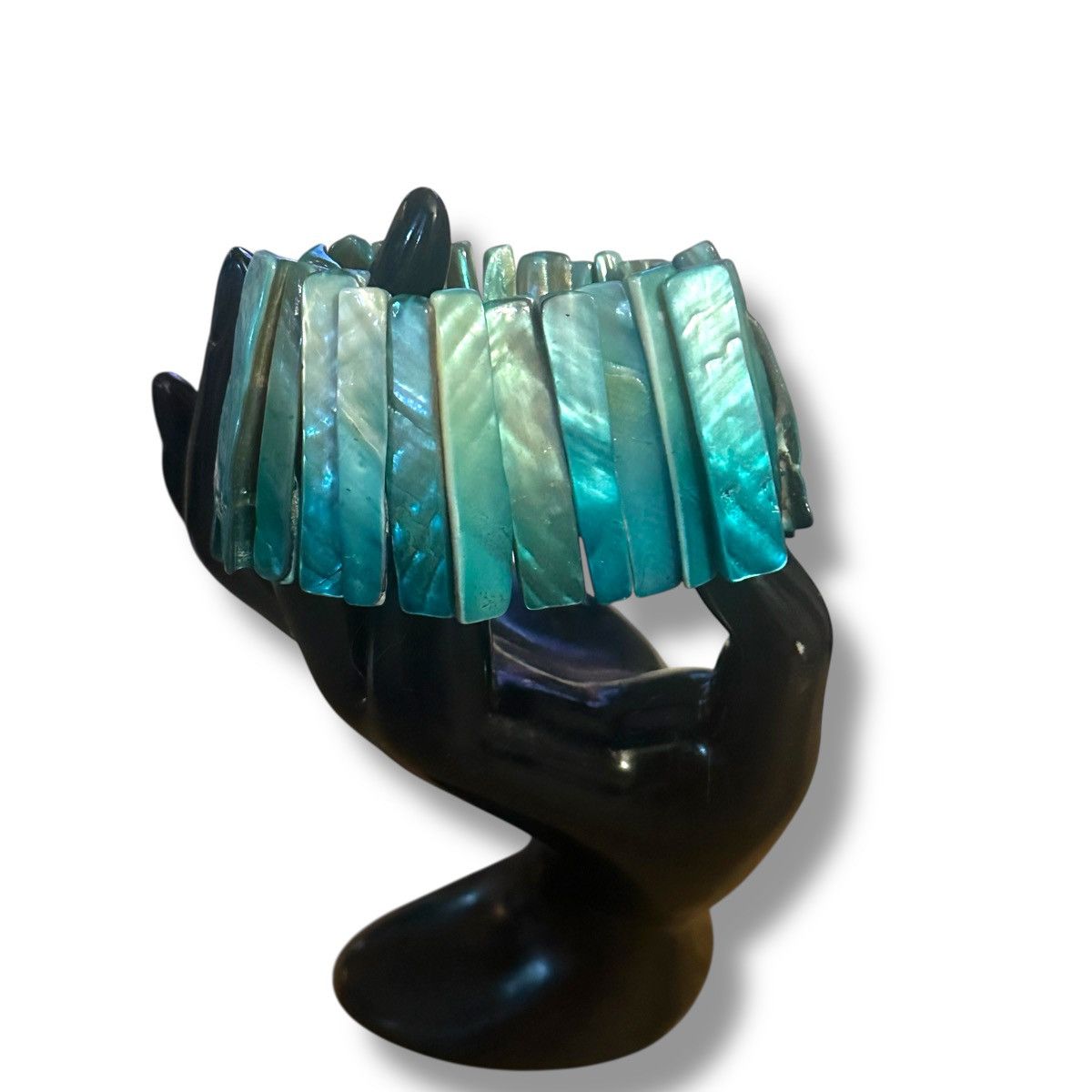 Vintage Vintage dyed mother of pearl abalone shell stretch bracelet Size ONE SIZE - 3 Thumbnail