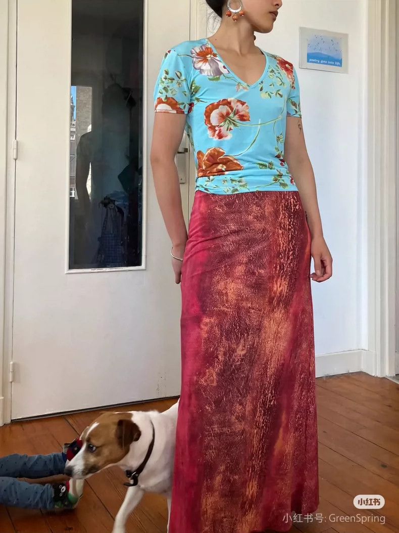 Kenzo KENZO sizeM Water blue flowers and grass waves half skirt Size 25" / US 0 / IT 36 - 3 Thumbnail