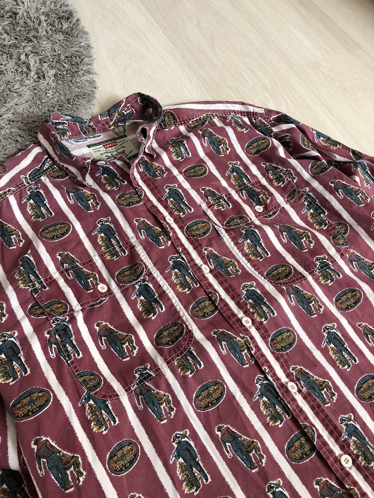 Levi's × Levi's Vintage Clothing Vintage Levi’s 90s Monogram Full Print Cowboy Worker Shirt Size US L / EU 52-54 / 3 - 3 Thumbnail
